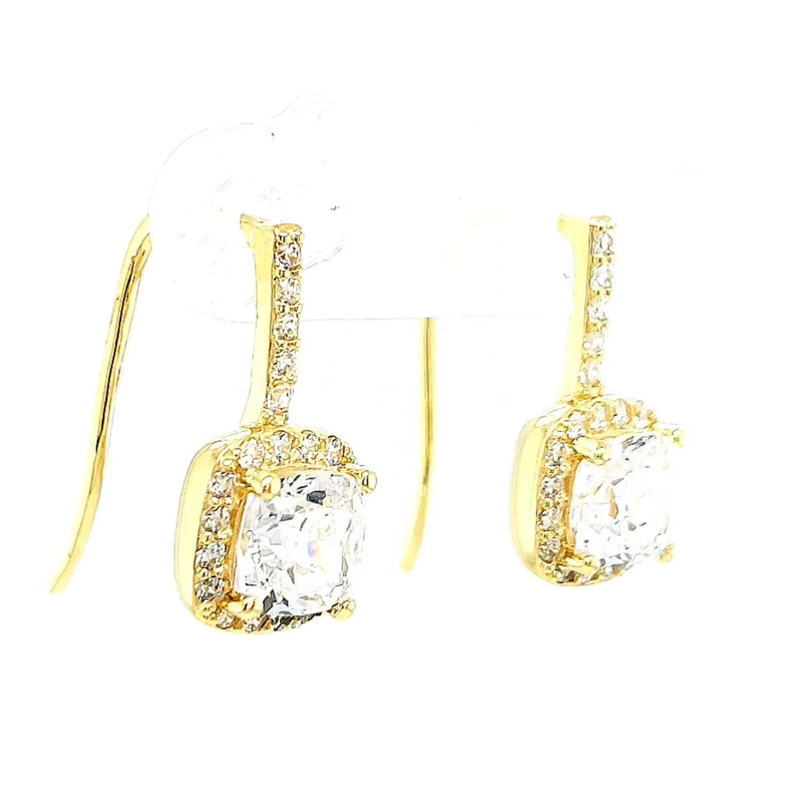 HUSH 9ct Yellow Gold Cushion & Round Brilliant Cut with 2.40 CARAT tw of Diamond Simulants Drop Earrings