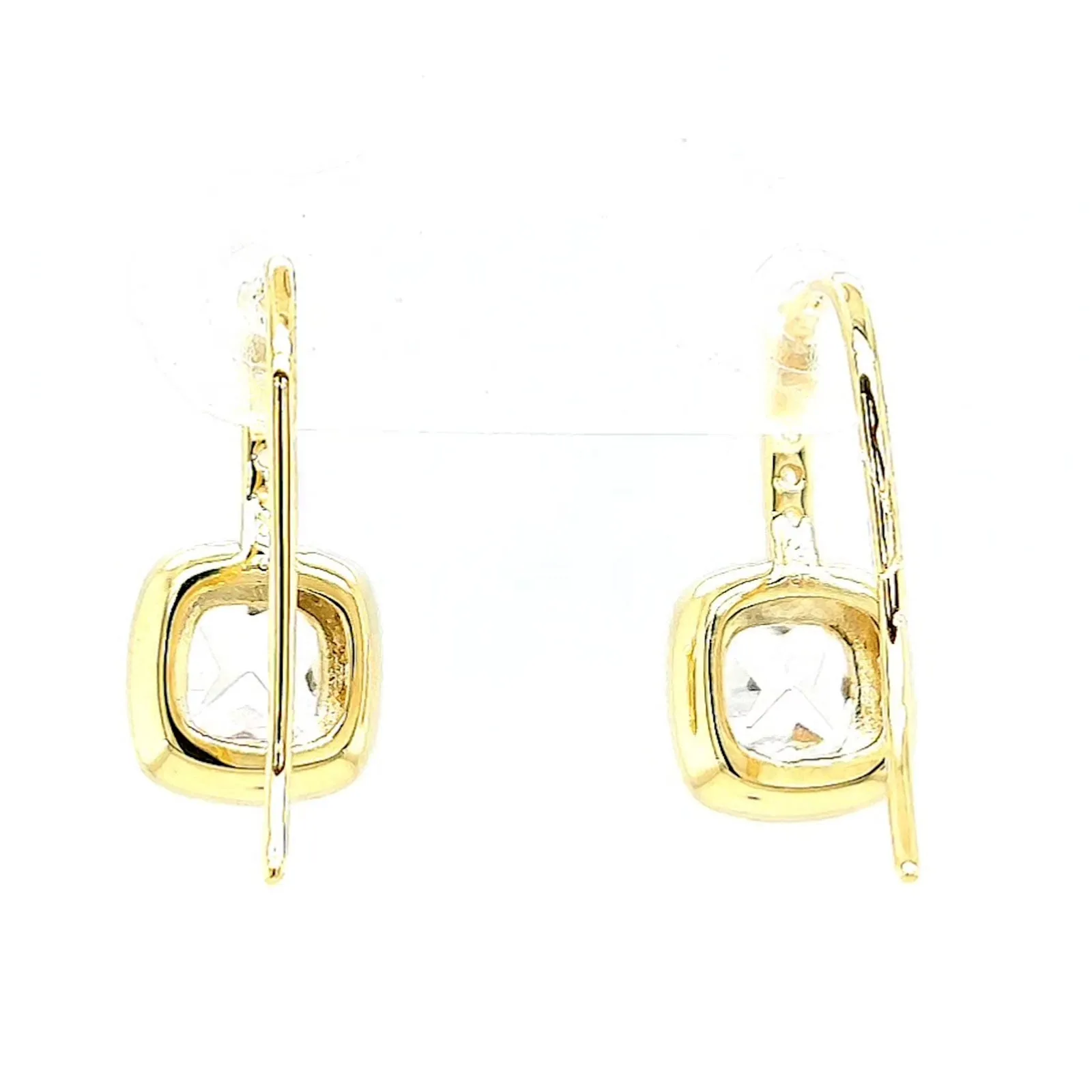 HUSH 9ct Yellow Gold Cushion & Round Brilliant Cut with 2.40 CARAT tw of Diamond Simulants Drop Earrings