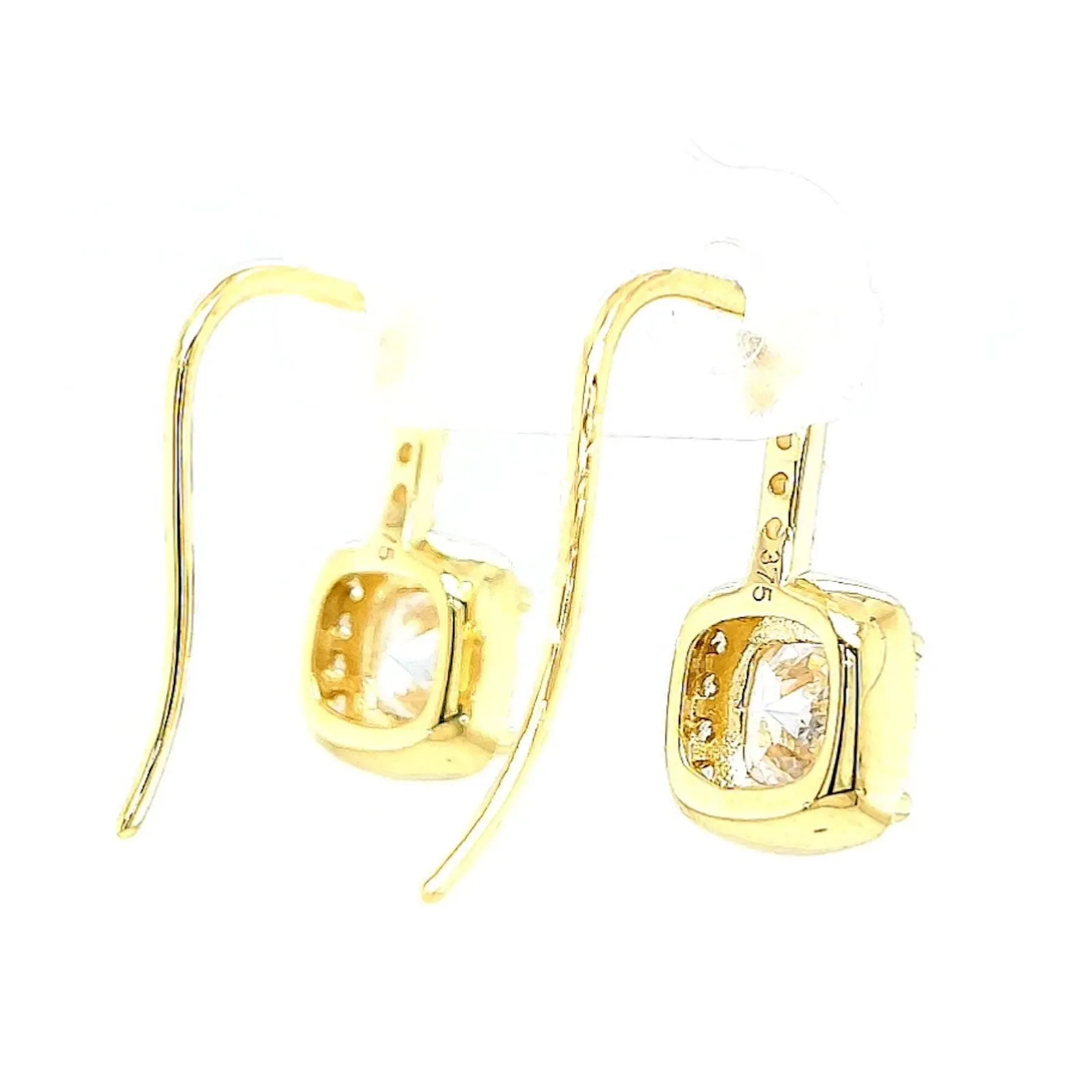 HUSH 9ct Yellow Gold Cushion & Round Brilliant Cut with 2.40 CARAT tw of Diamond Simulants Drop Earrings