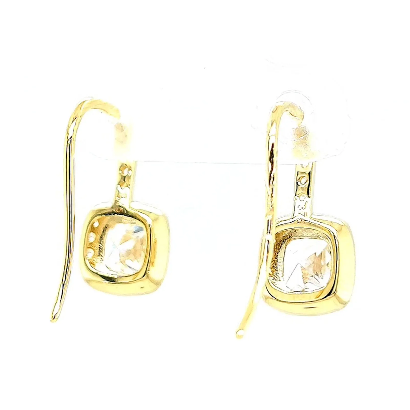 HUSH 9ct Yellow Gold Cushion & Round Brilliant Cut with 2.40 CARAT tw of Diamond Simulants Drop Earrings