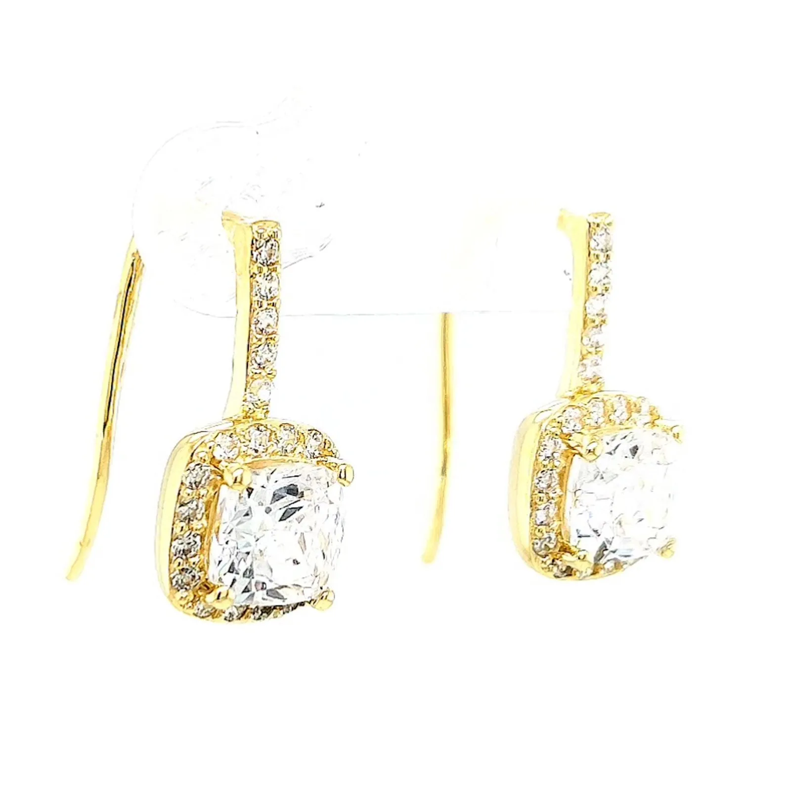 HUSH 9ct Yellow Gold Cushion & Round Brilliant Cut with 2.40 CARAT tw of Diamond Simulants Drop Earrings