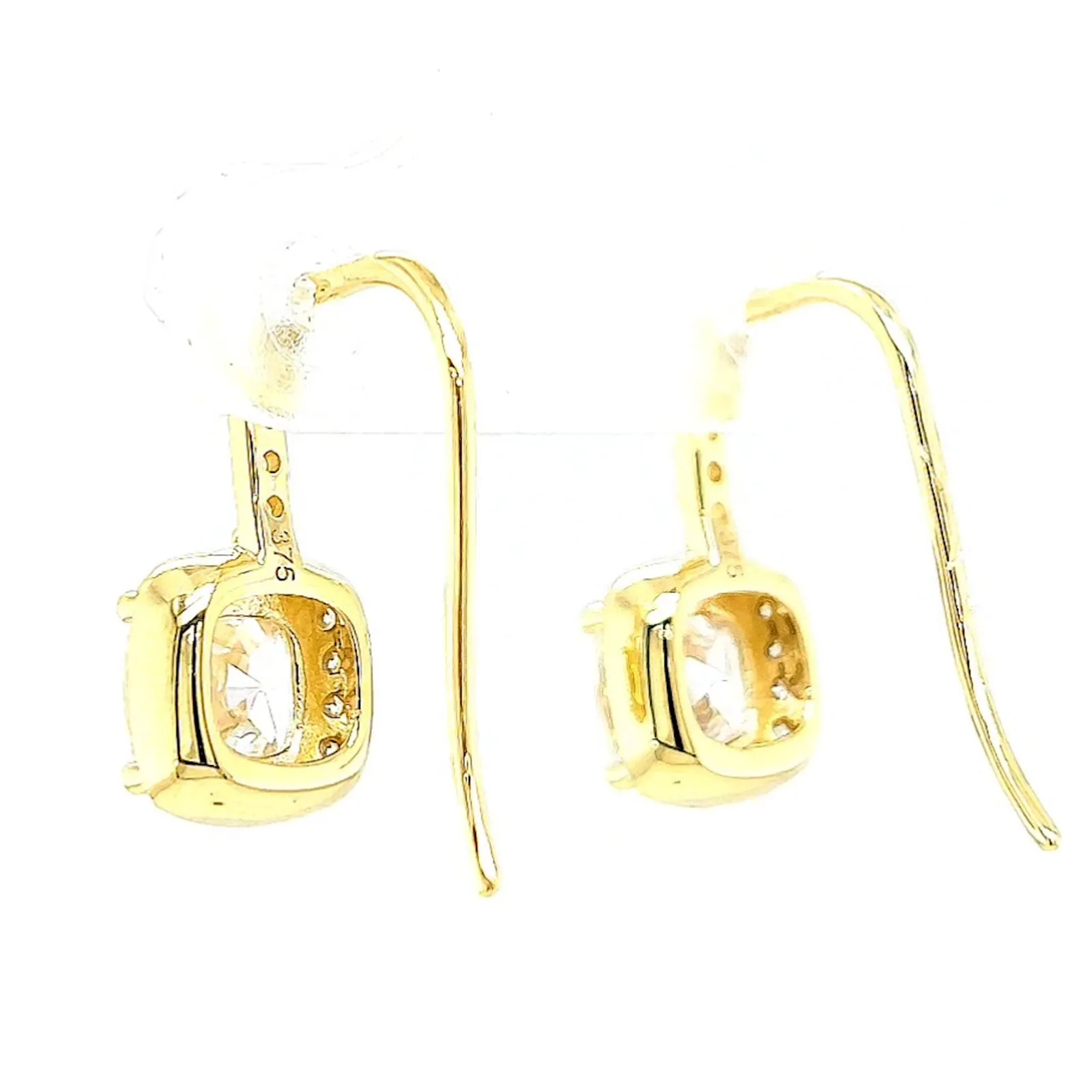 HUSH 9ct Yellow Gold Cushion & Round Brilliant Cut with 2.40 CARAT tw of Diamond Simulants Drop Earrings