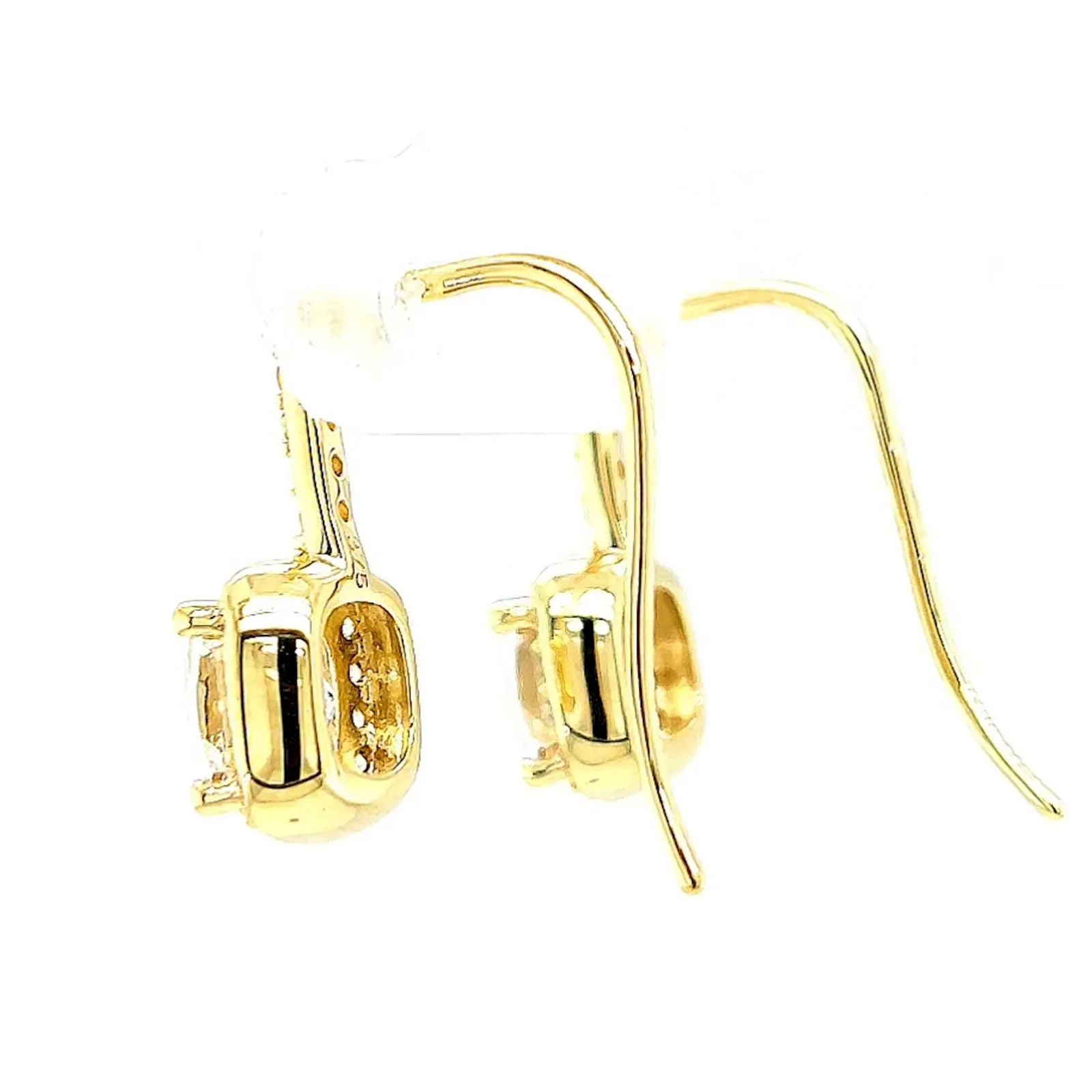 HUSH 9ct Yellow Gold Cushion & Round Brilliant Cut with 2.40 CARAT tw of Diamond Simulants Drop Earrings