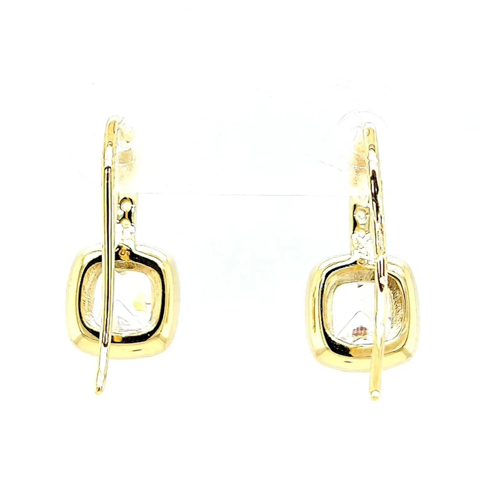 HUSH 9ct Yellow Gold Cushion & Round Brilliant Cut with 2.40 CARAT tw of Diamond Simulants Drop Earrings