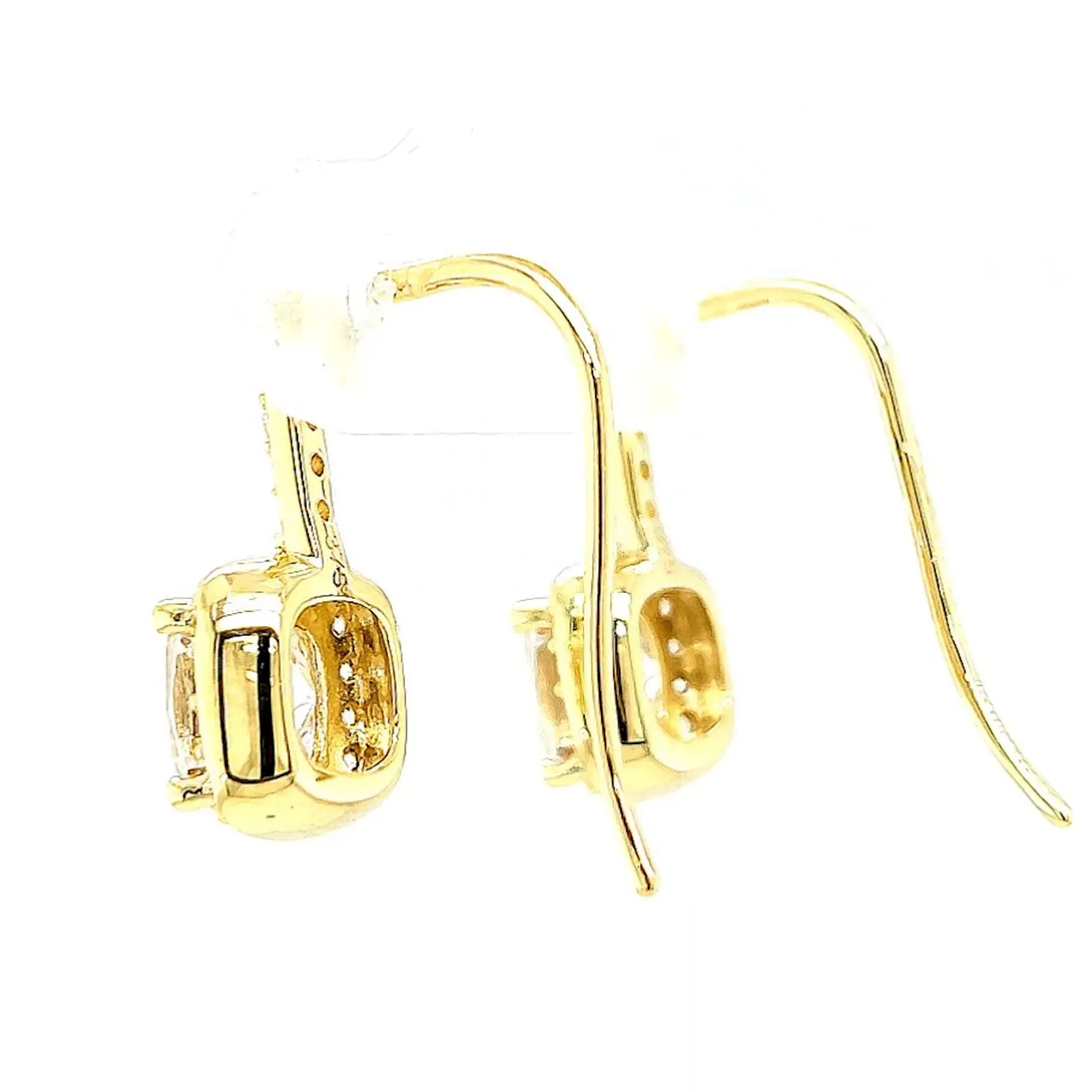 HUSH 9ct Yellow Gold Cushion & Round Brilliant Cut with 2.40 CARAT tw of Diamond Simulants Drop Earrings