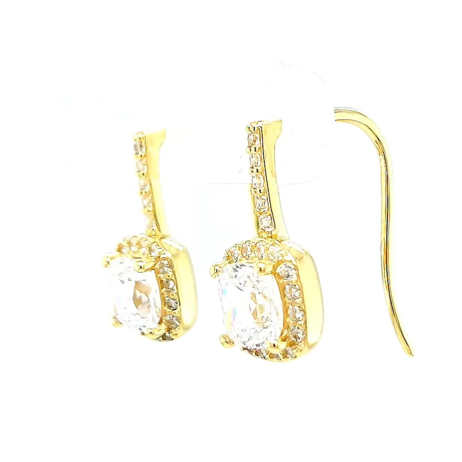 HUSH 9ct Yellow Gold Cushion & Round Brilliant Cut with 2.40 CARAT tw of Diamond Simulants Drop Earrings