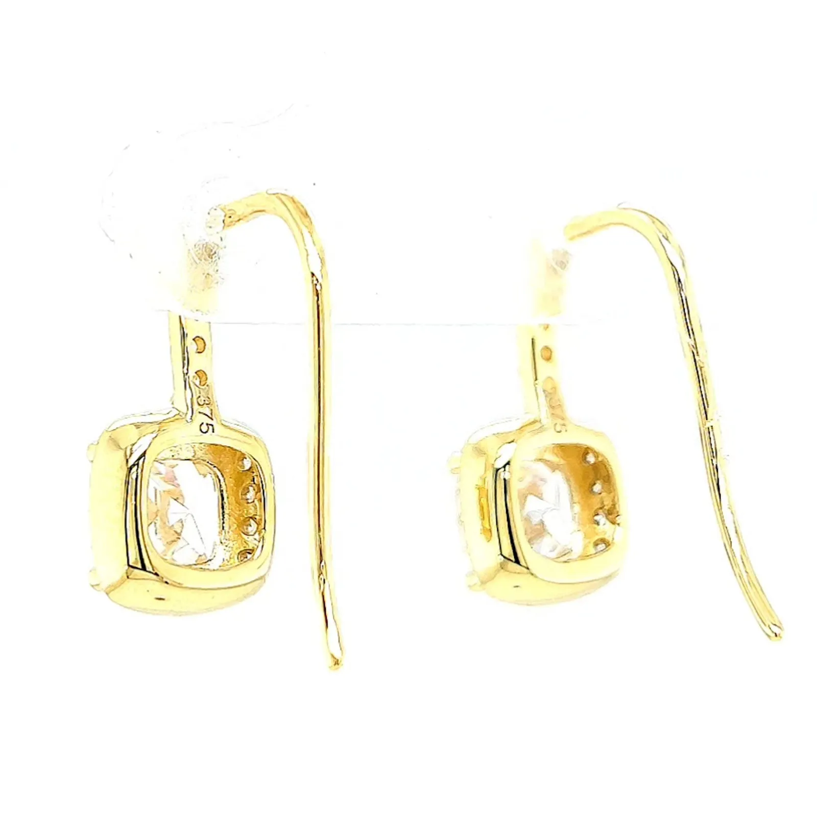 HUSH 9ct Yellow Gold Cushion & Round Brilliant Cut with 2.40 CARAT tw of Diamond Simulants Drop Earrings