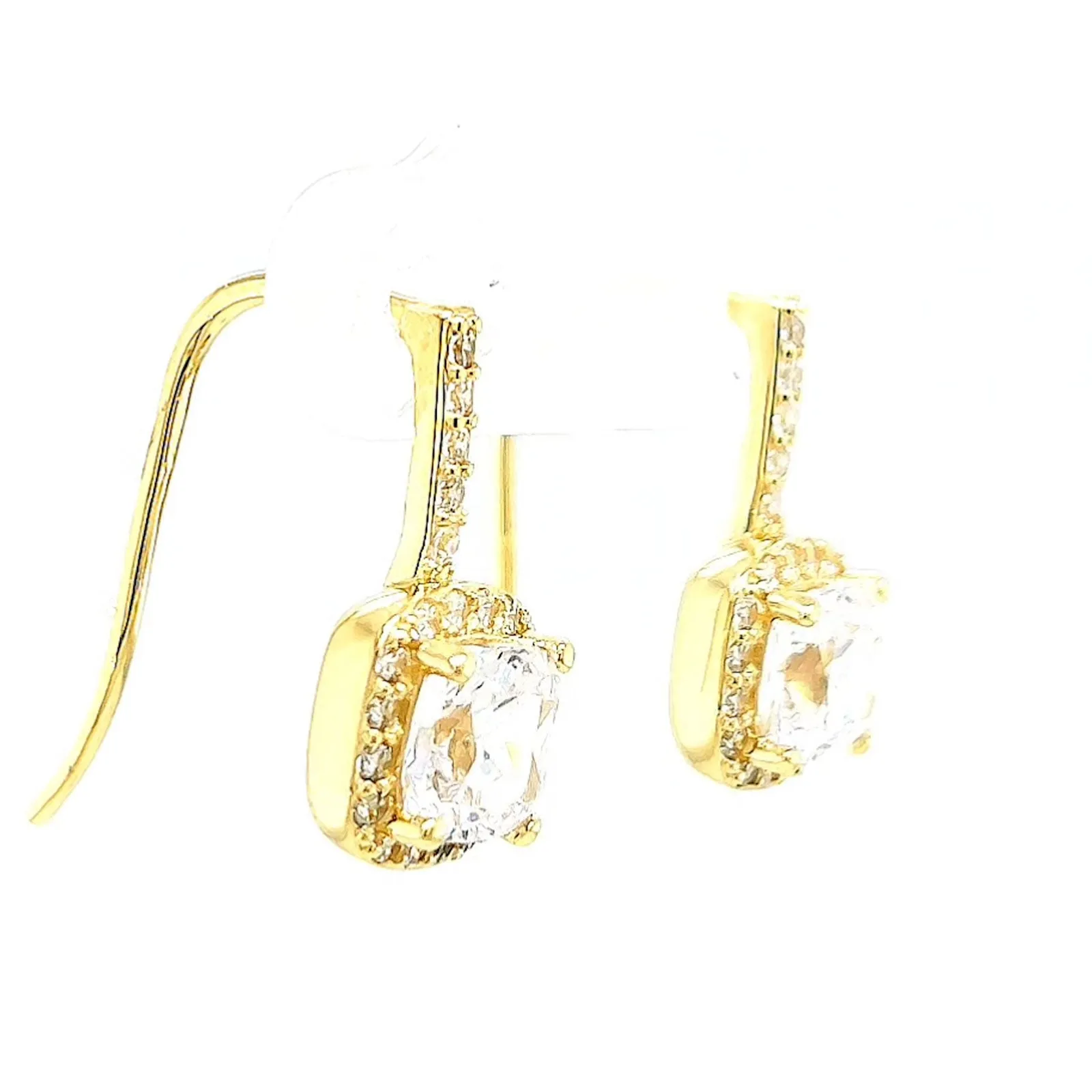 HUSH 9ct Yellow Gold Cushion & Round Brilliant Cut with 2.40 CARAT tw of Diamond Simulants Drop Earrings