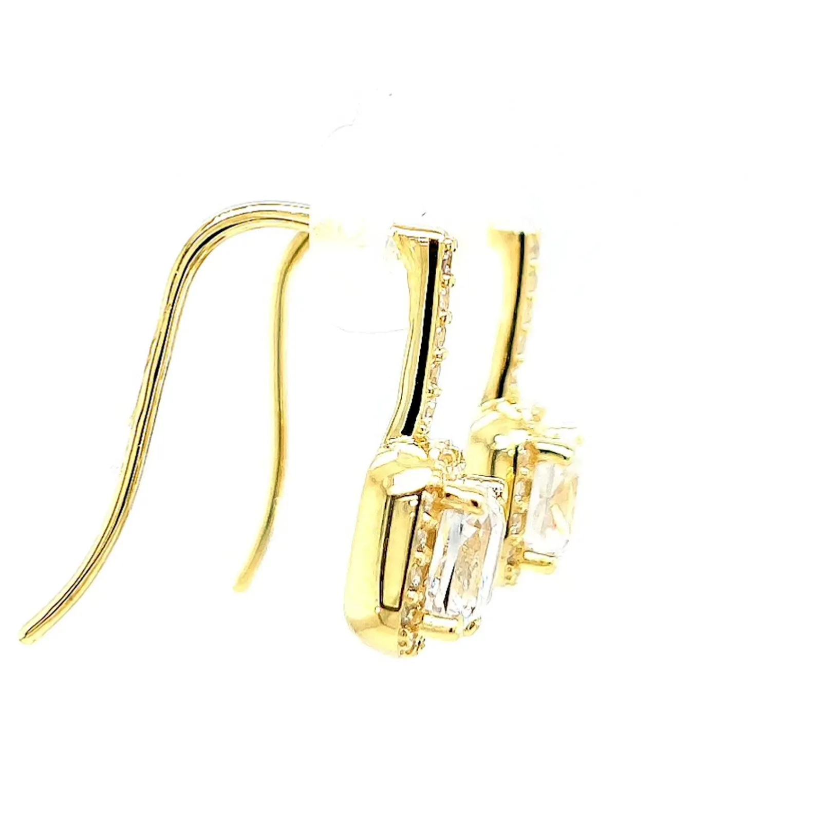 HUSH 9ct Yellow Gold Cushion & Round Brilliant Cut with 2.40 CARAT tw of Diamond Simulants Drop Earrings