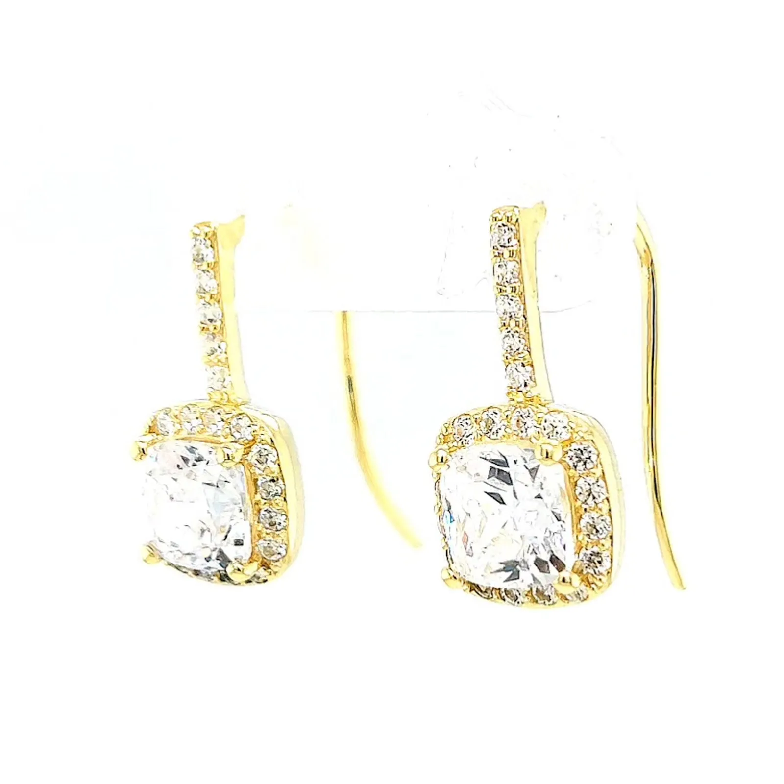 HUSH 9ct Yellow Gold Cushion & Round Brilliant Cut with 2.40 CARAT tw of Diamond Simulants Drop Earrings