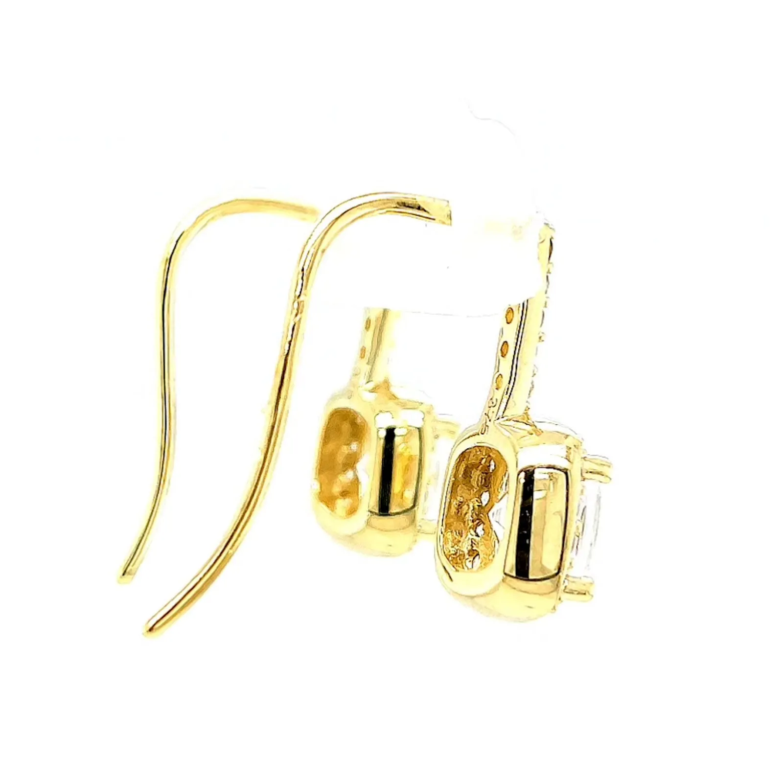 HUSH 9ct Yellow Gold Cushion & Round Brilliant Cut with 2.40 CARAT tw of Diamond Simulants Drop Earrings