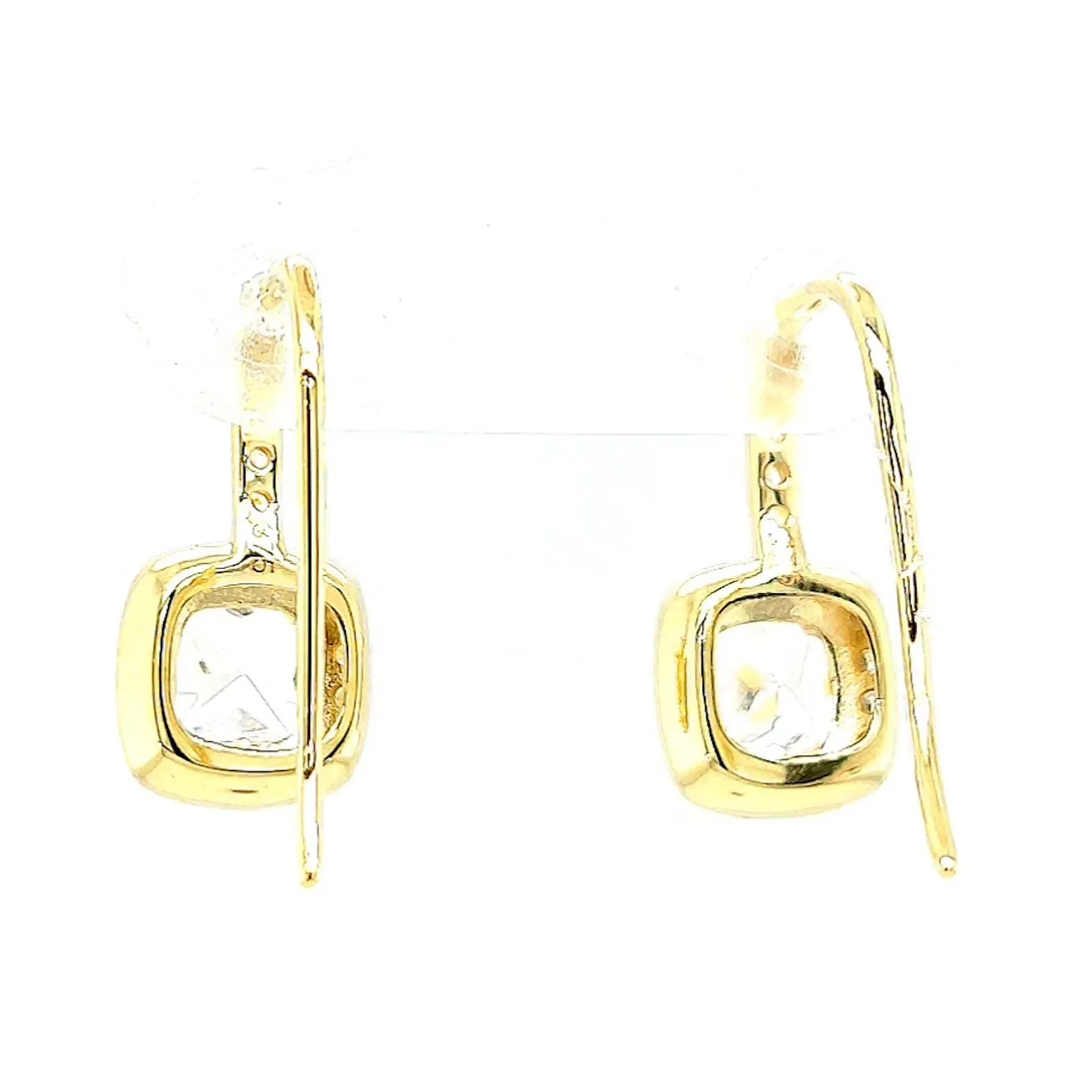 HUSH 9ct Yellow Gold Cushion & Round Brilliant Cut with 2.40 CARAT tw of Diamond Simulants Drop Earrings