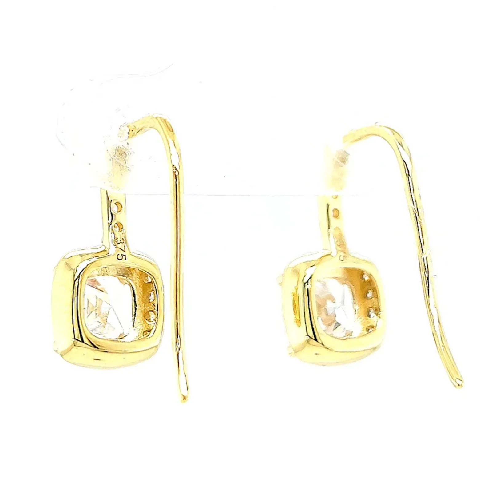 HUSH 9ct Yellow Gold Cushion & Round Brilliant Cut with 2.40 CARAT tw of Diamond Simulants Drop Earrings