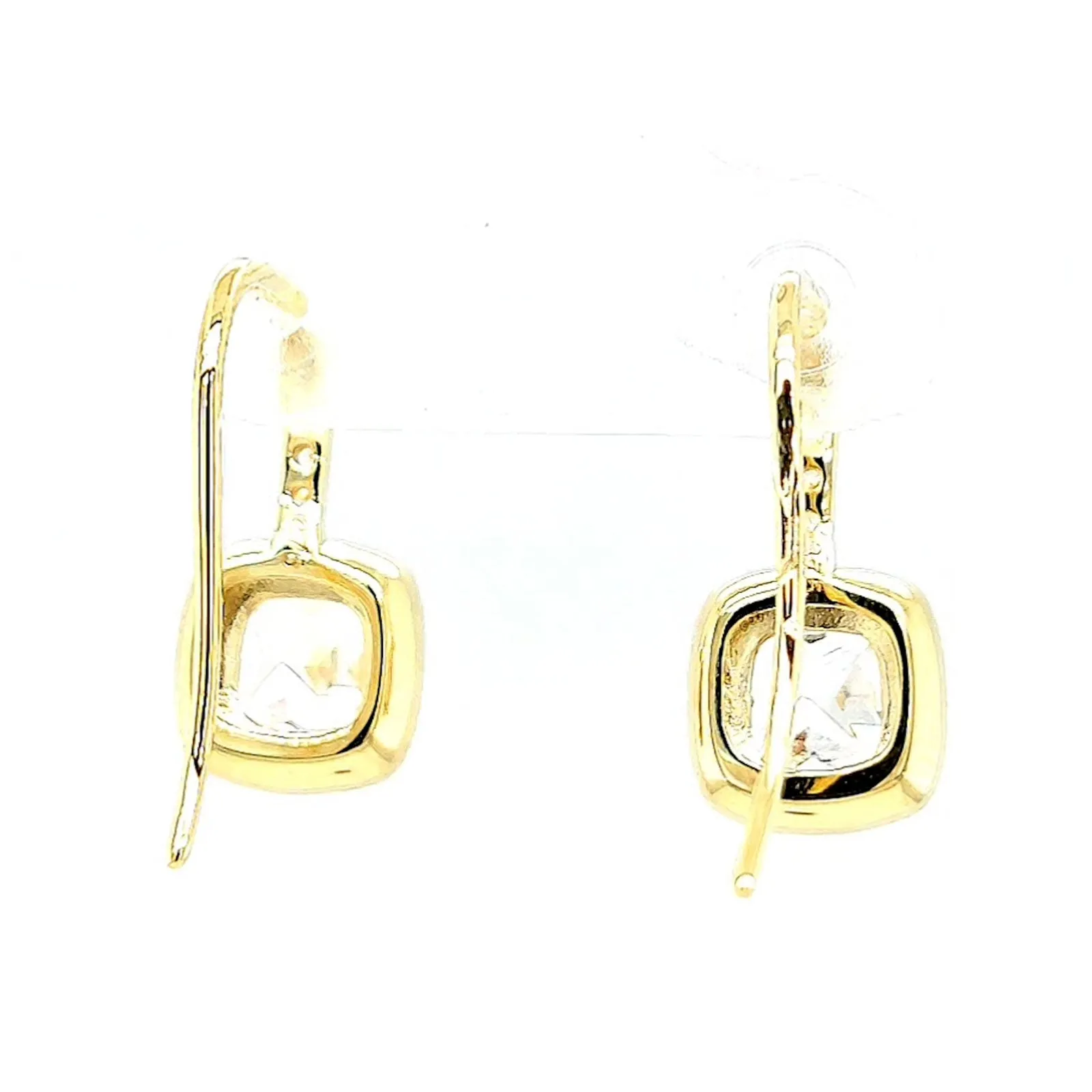 HUSH 9ct Yellow Gold Cushion & Round Brilliant Cut with 2.40 CARAT tw of Diamond Simulants Drop Earrings