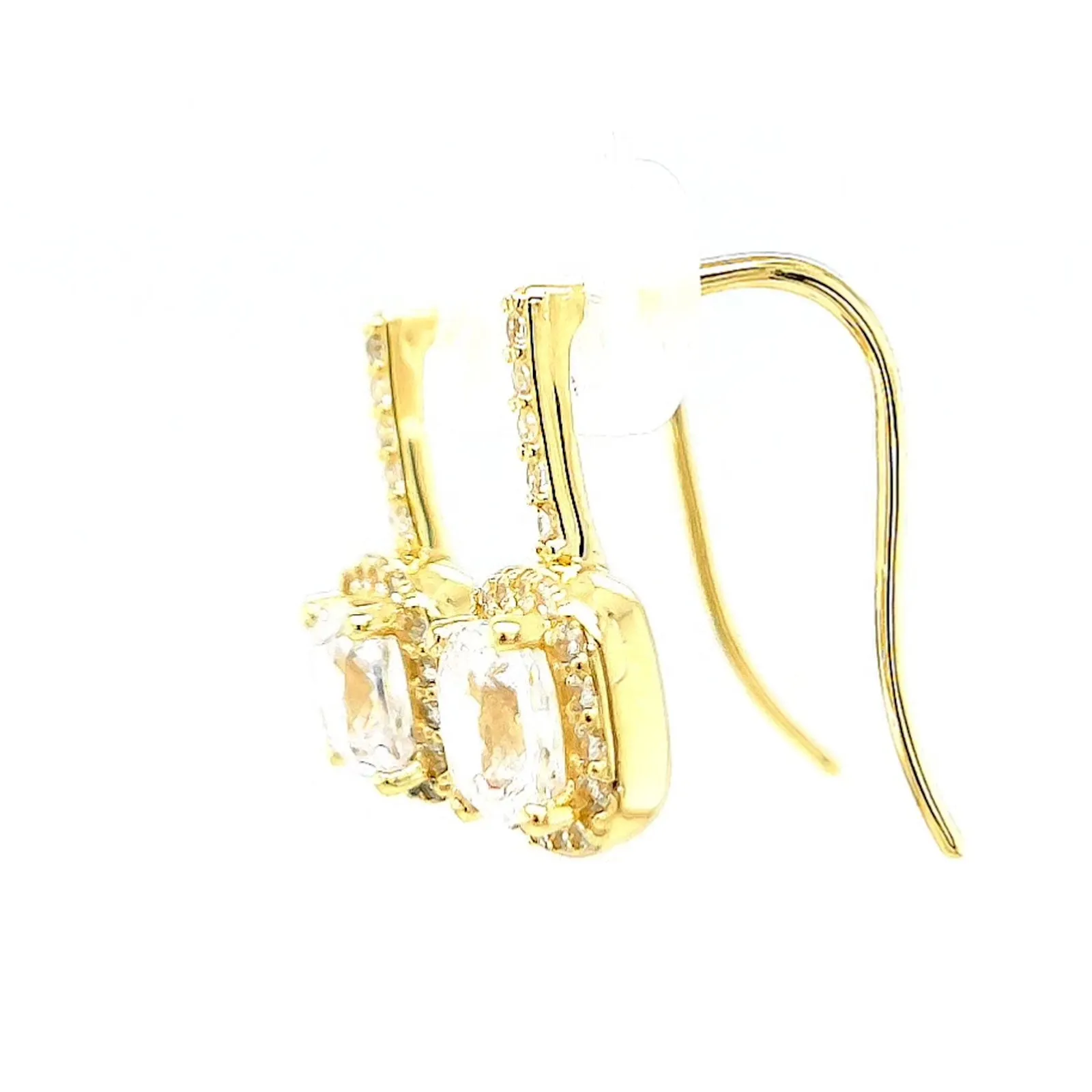 HUSH 9ct Yellow Gold Cushion & Round Brilliant Cut with 2.40 CARAT tw of Diamond Simulants Drop Earrings