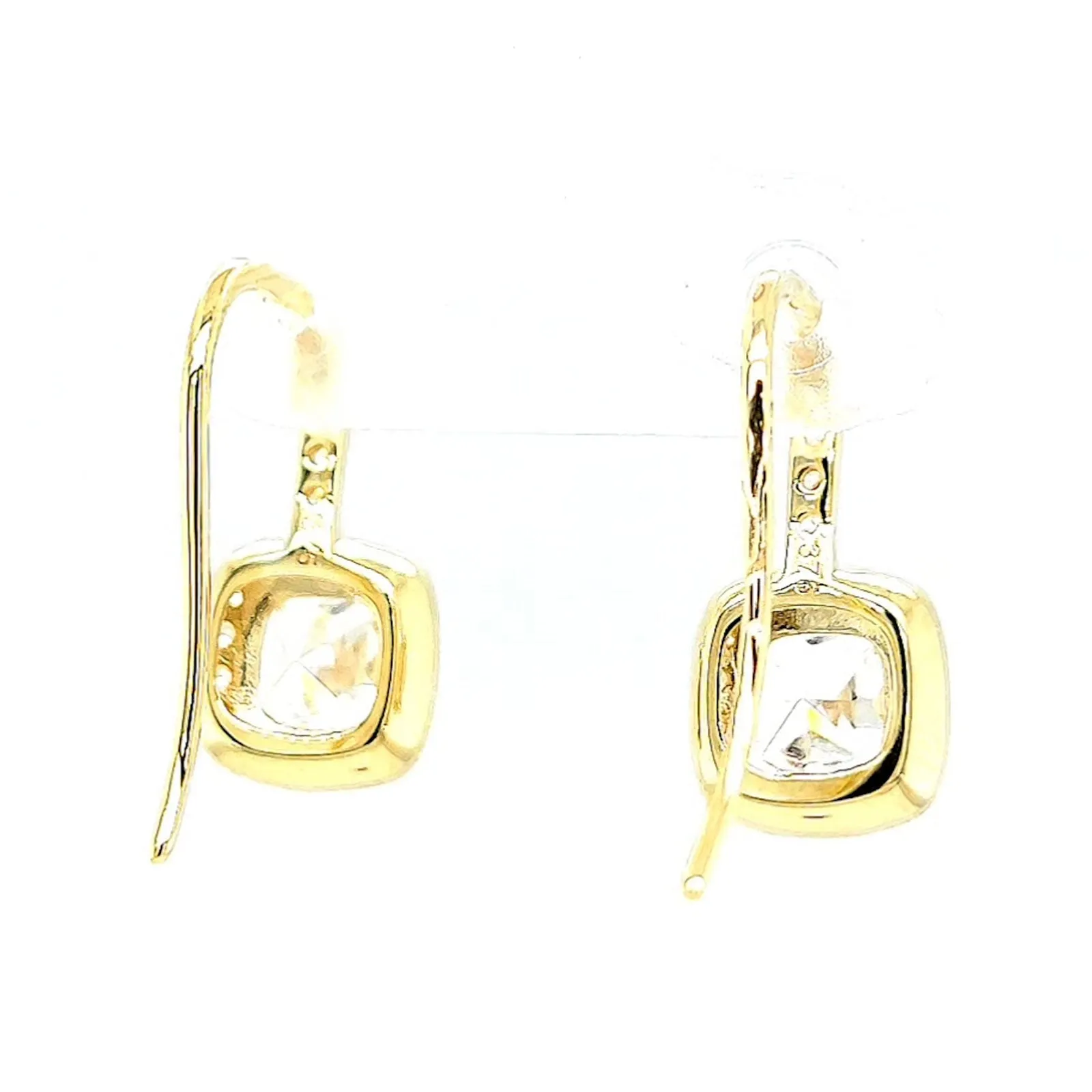 HUSH 9ct Yellow Gold Cushion & Round Brilliant Cut with 2.40 CARAT tw of Diamond Simulants Drop Earrings