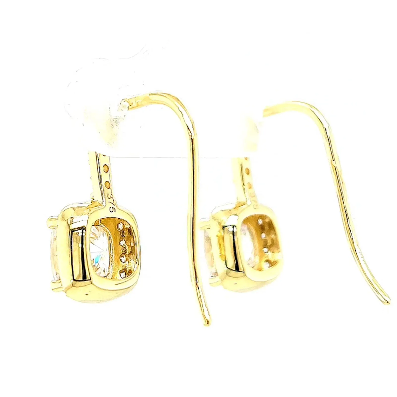 HUSH 9ct Yellow Gold Cushion & Round Brilliant Cut with 2.40 CARAT tw of Diamond Simulants Drop Earrings