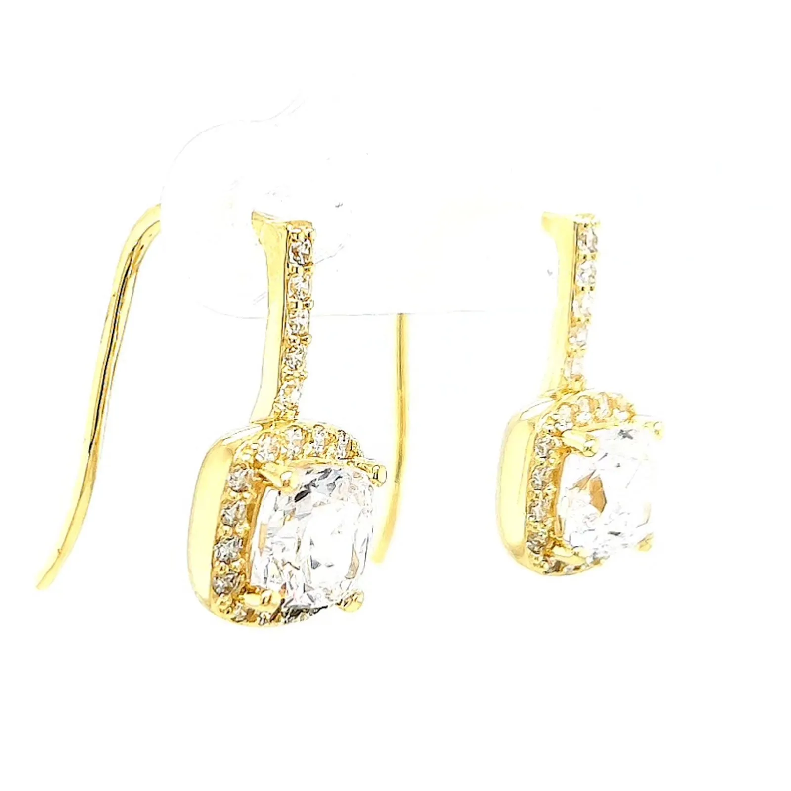 HUSH 9ct Yellow Gold Cushion & Round Brilliant Cut with 2.40 CARAT tw of Diamond Simulants Drop Earrings