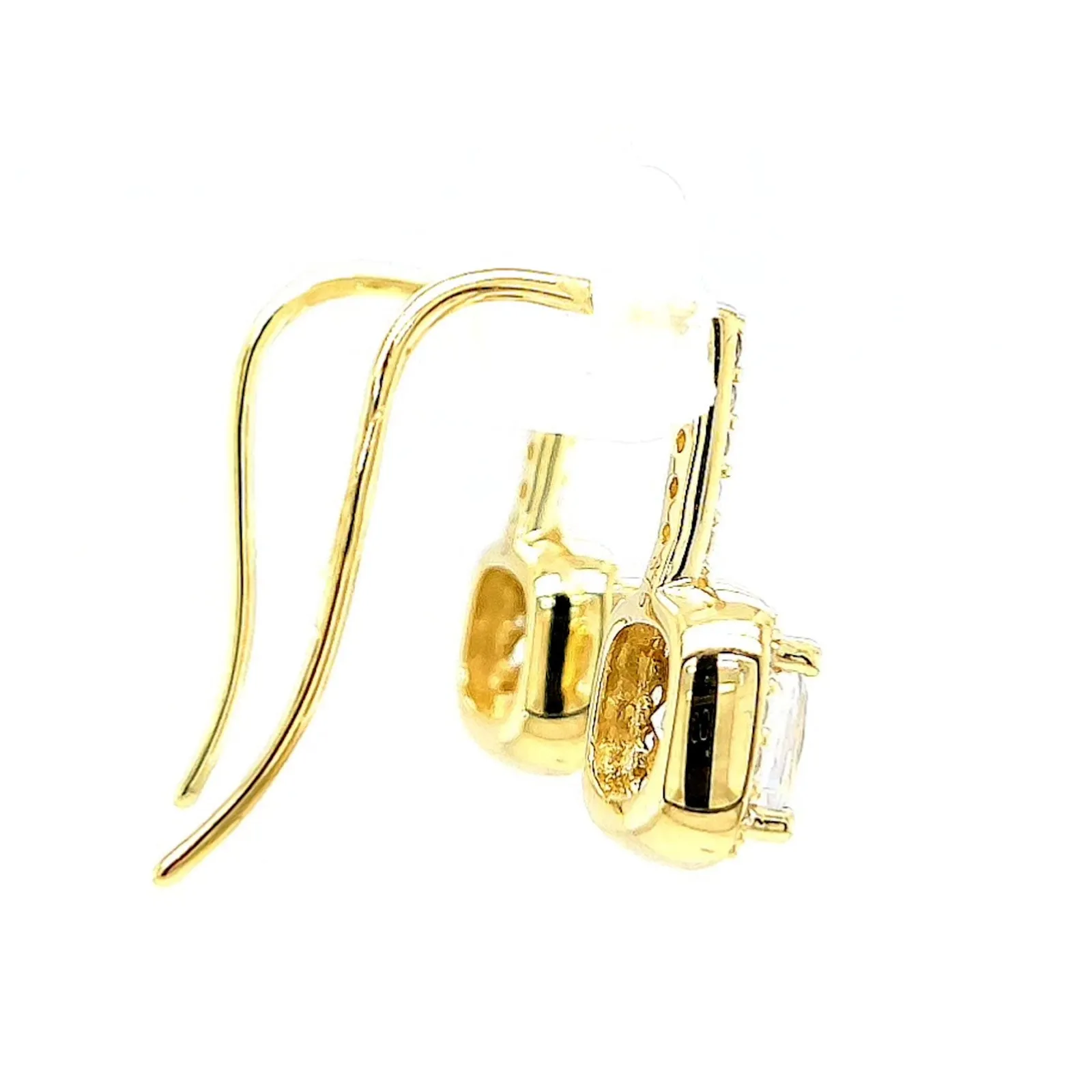 HUSH 9ct Yellow Gold Cushion & Round Brilliant Cut with 2.40 CARAT tw of Diamond Simulants Drop Earrings