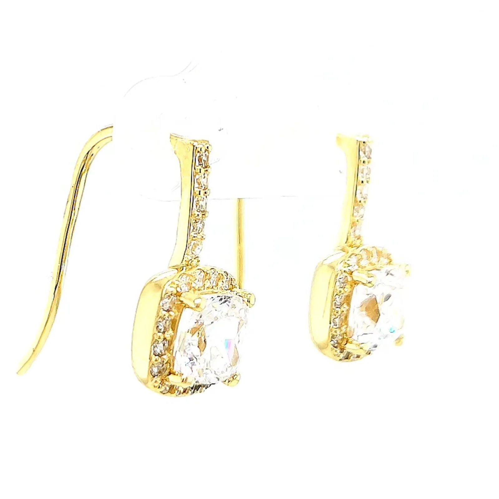 HUSH 9ct Yellow Gold Cushion & Round Brilliant Cut with 2.40 CARAT tw of Diamond Simulants Drop Earrings