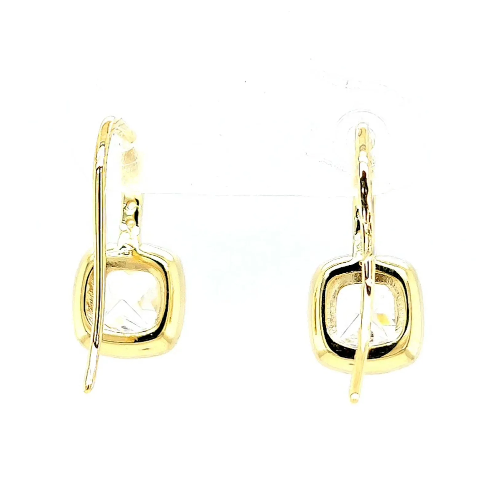 HUSH 9ct Yellow Gold Cushion & Round Brilliant Cut with 2.40 CARAT tw of Diamond Simulants Drop Earrings