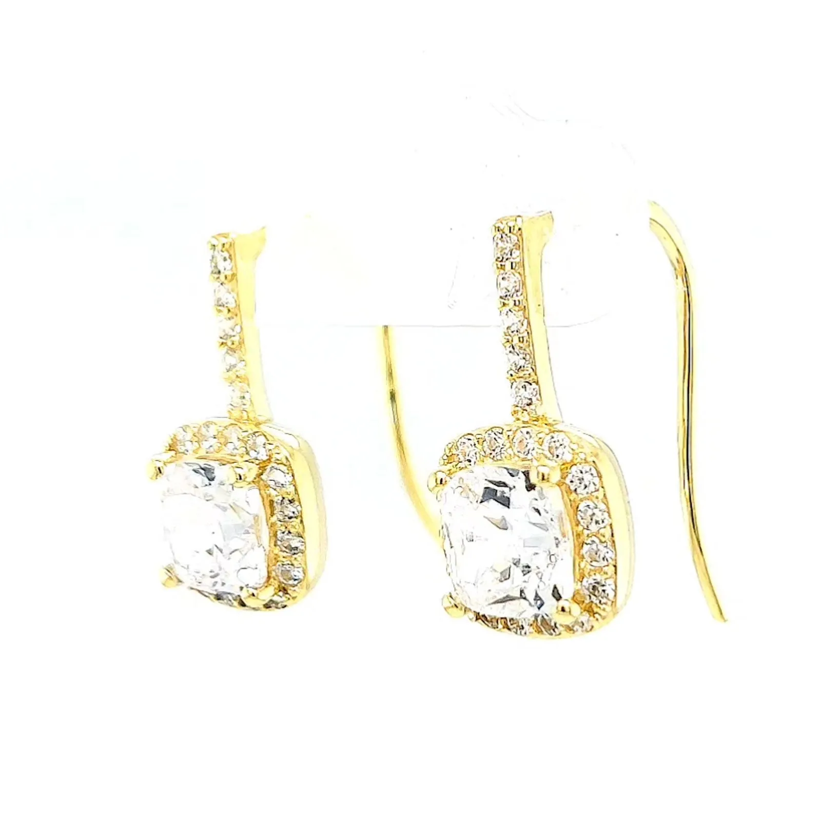 HUSH 9ct Yellow Gold Cushion & Round Brilliant Cut with 2.40 CARAT tw of Diamond Simulants Drop Earrings