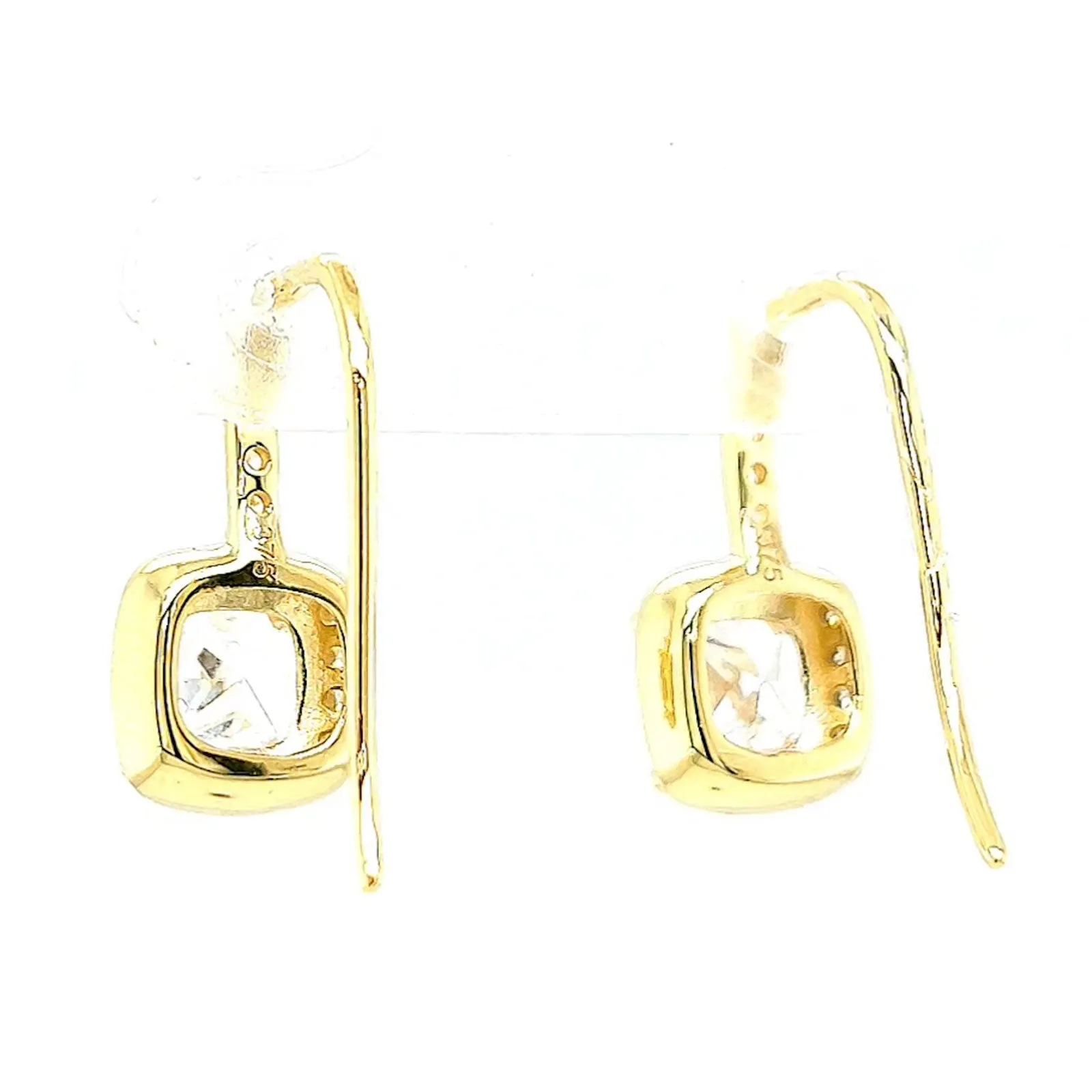 HUSH 9ct Yellow Gold Cushion & Round Brilliant Cut with 2.40 CARAT tw of Diamond Simulants Drop Earrings