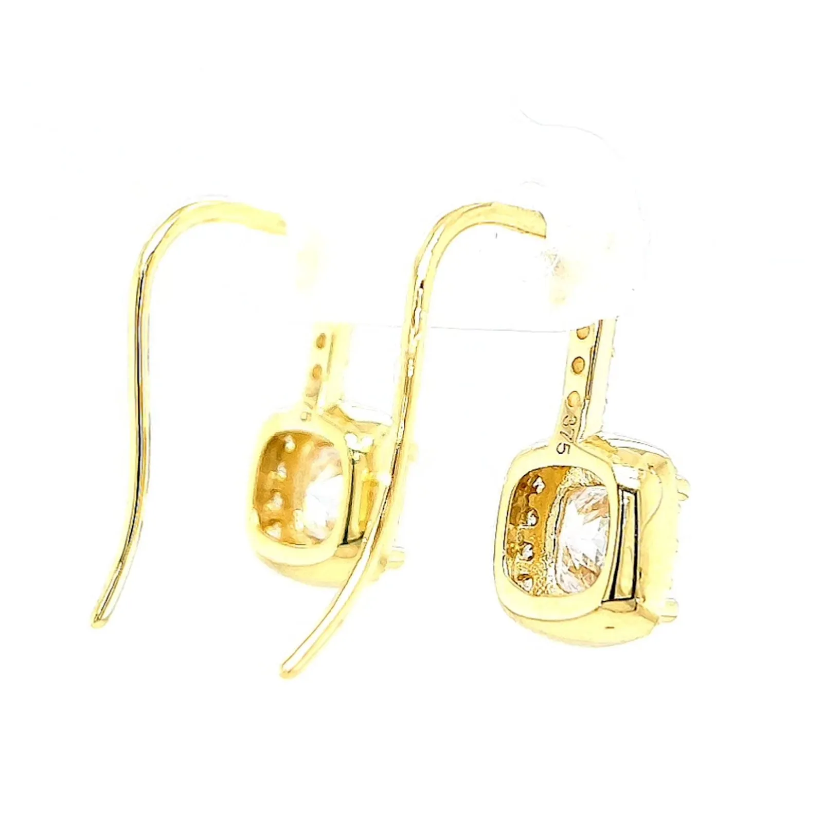 HUSH 9ct Yellow Gold Cushion & Round Brilliant Cut with 2.40 CARAT tw of Diamond Simulants Drop Earrings