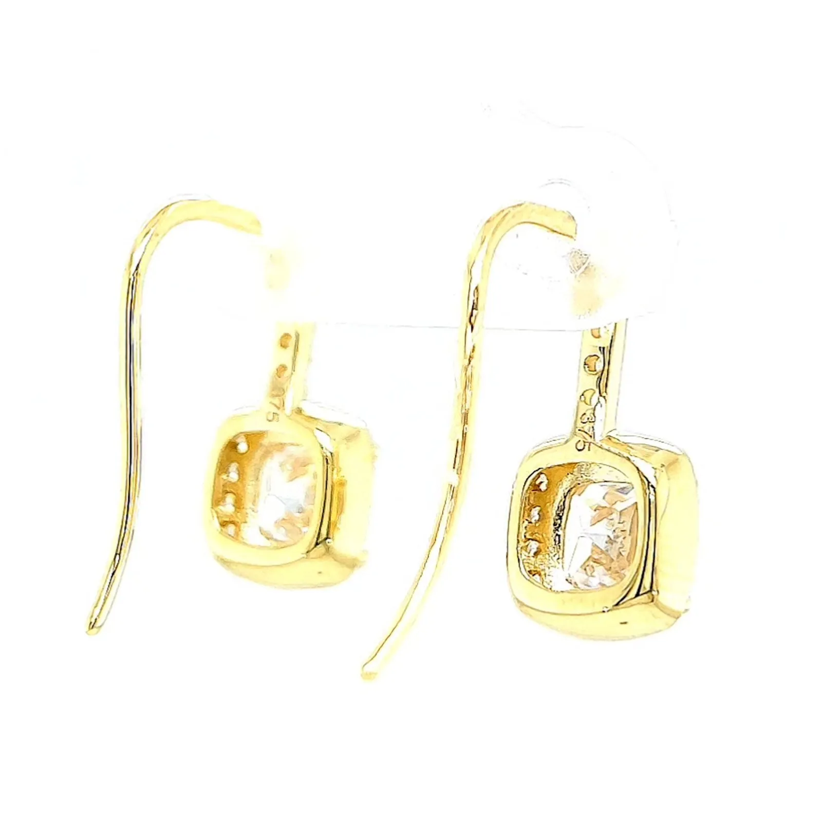 HUSH 9ct Yellow Gold Cushion & Round Brilliant Cut with 2.40 CARAT tw of Diamond Simulants Drop Earrings