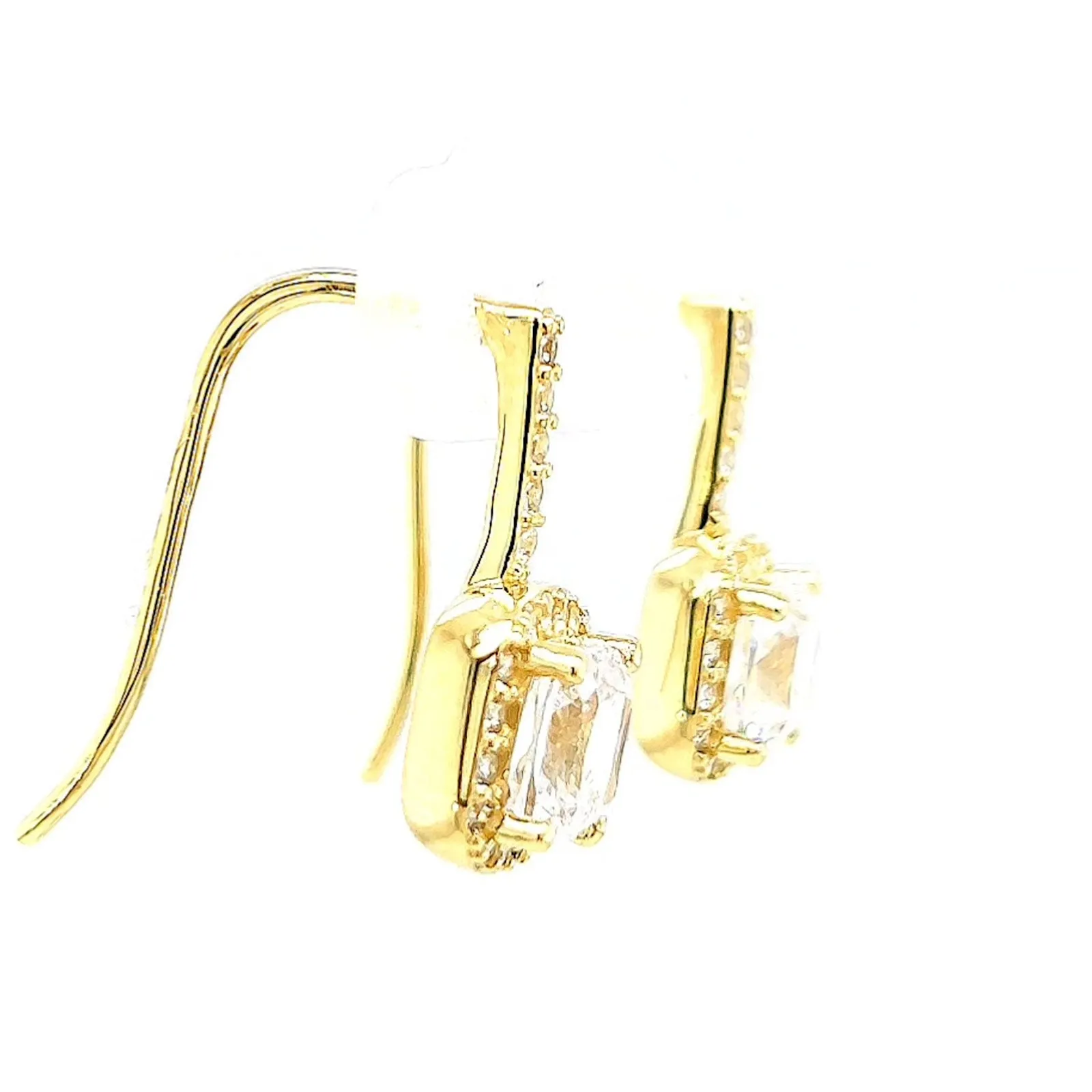 HUSH 9ct Yellow Gold Cushion & Round Brilliant Cut with 2.40 CARAT tw of Diamond Simulants Drop Earrings