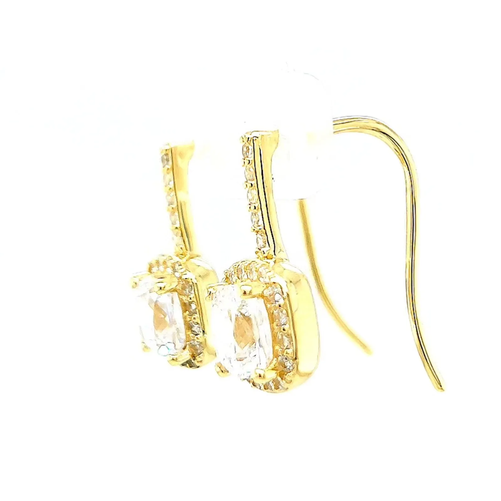 HUSH 9ct Yellow Gold Cushion & Round Brilliant Cut with 2.40 CARAT tw of Diamond Simulants Drop Earrings