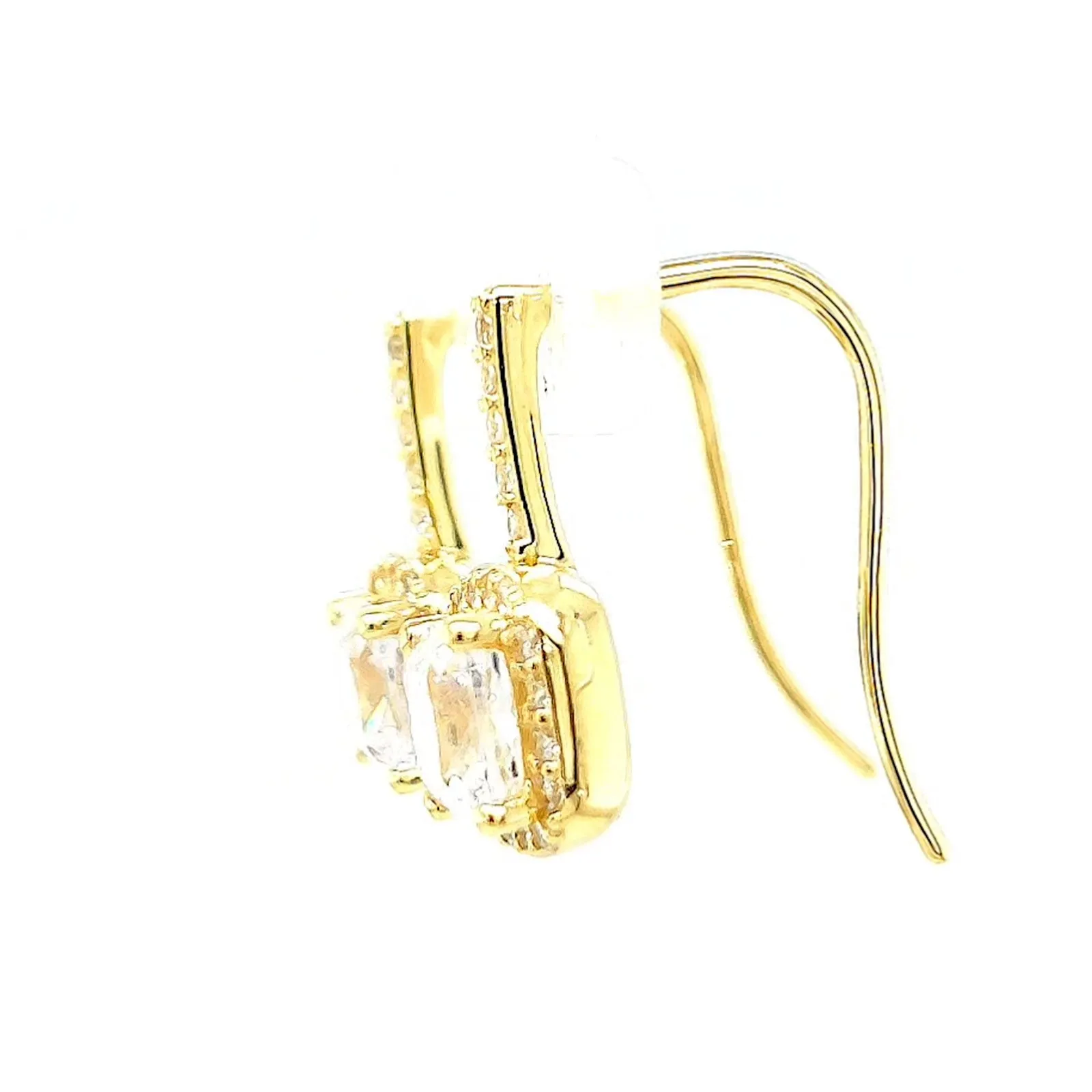 HUSH 9ct Yellow Gold Cushion & Round Brilliant Cut with 2.40 CARAT tw of Diamond Simulants Drop Earrings