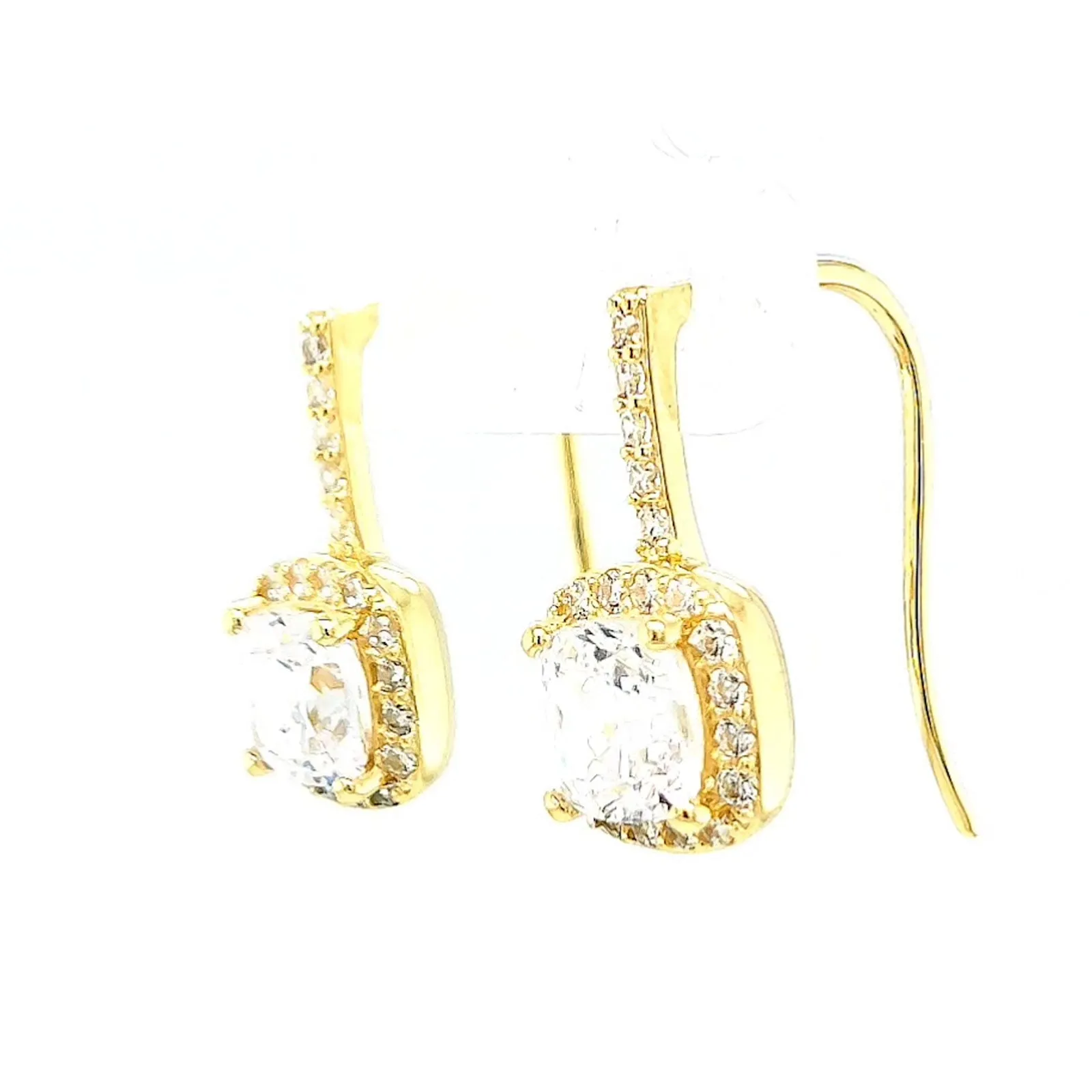 HUSH 9ct Yellow Gold Cushion & Round Brilliant Cut with 2.40 CARAT tw of Diamond Simulants Drop Earrings