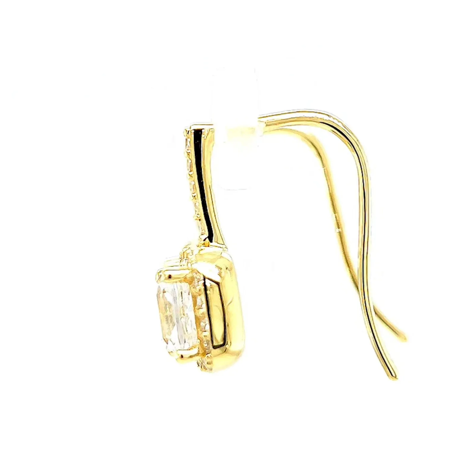 HUSH 9ct Yellow Gold Cushion & Round Brilliant Cut with 2.40 CARAT tw of Diamond Simulants Drop Earrings