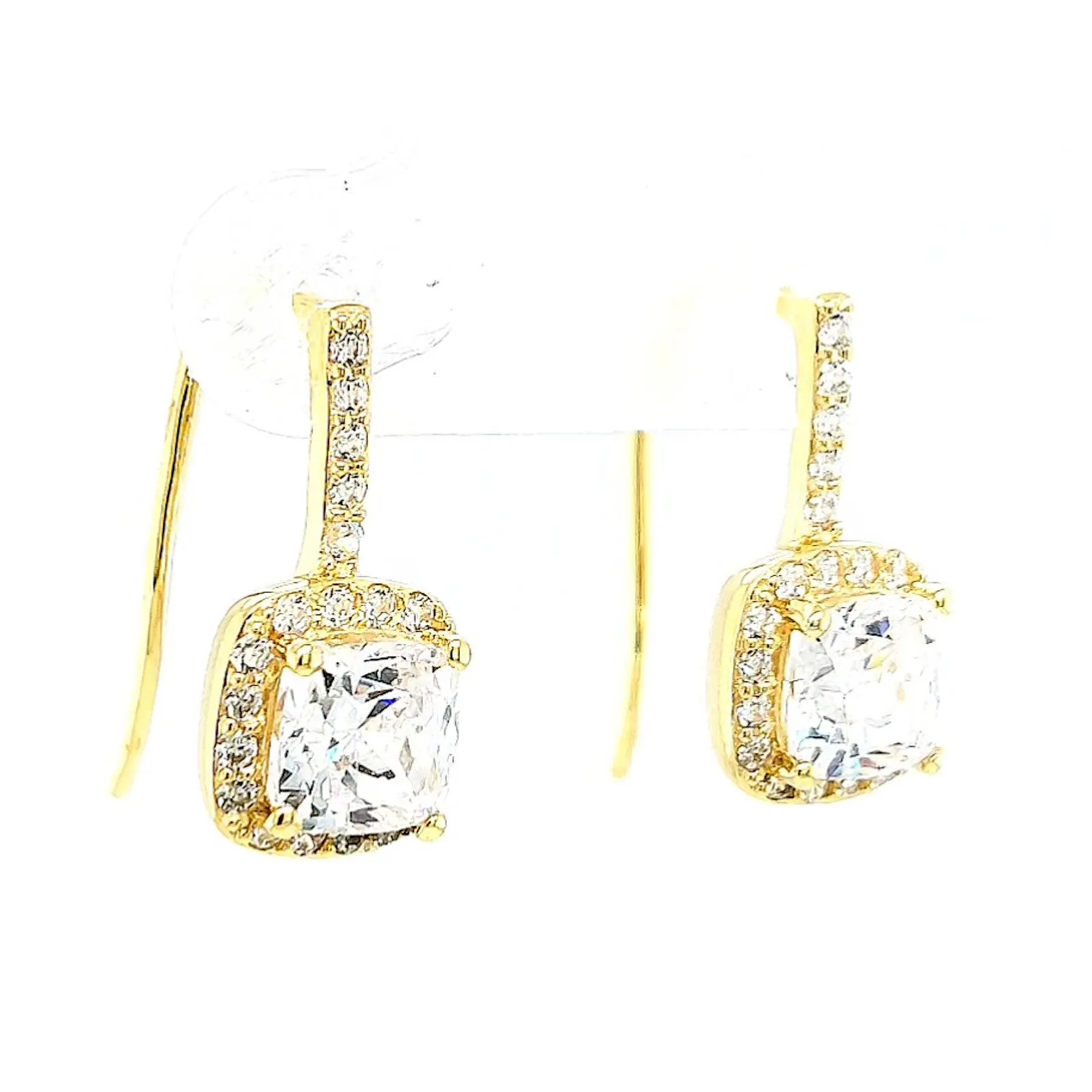 HUSH 9ct Yellow Gold Cushion & Round Brilliant Cut with 2.40 CARAT tw of Diamond Simulants Drop Earrings