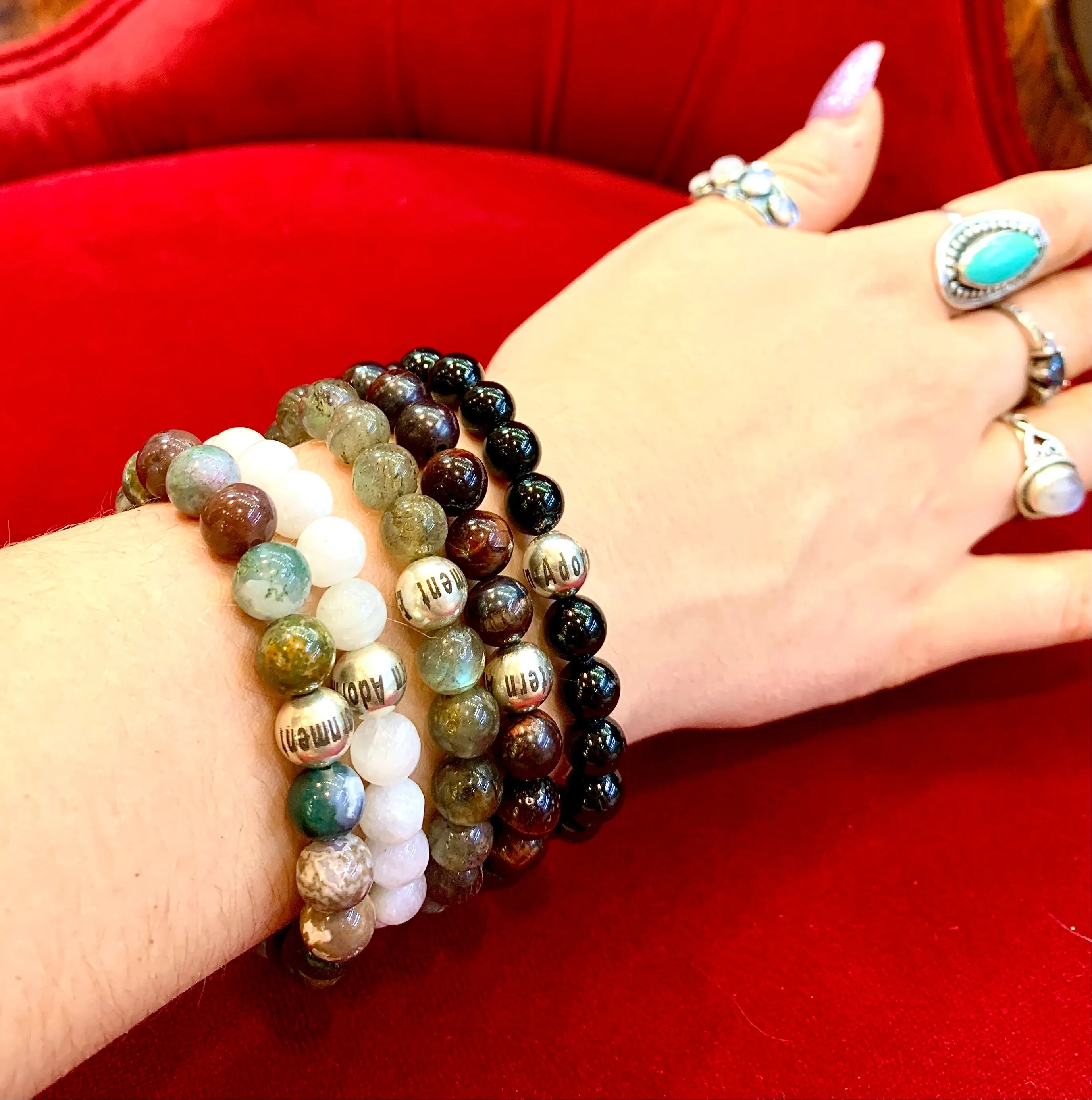 Indian Agate Crystal Bead Bracelet