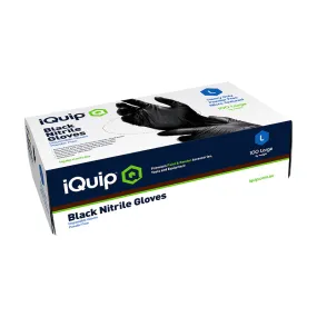 IQUIP Textured Black Nitrile Gloves