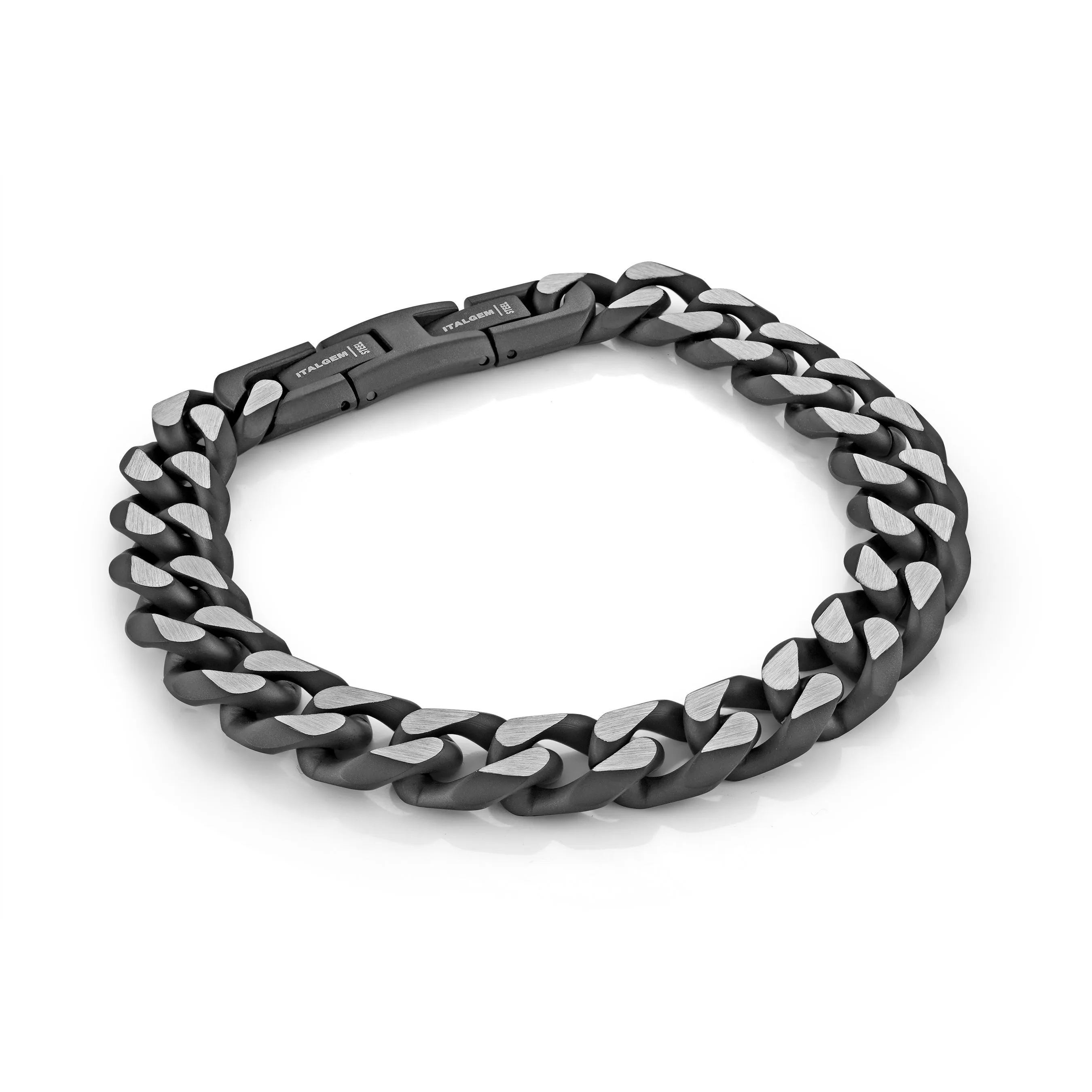 Italgem Men's 8.5" 11mm IP Steel Curb Link Bracelet