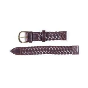 Italian Brown Leather Woven  WatchBand