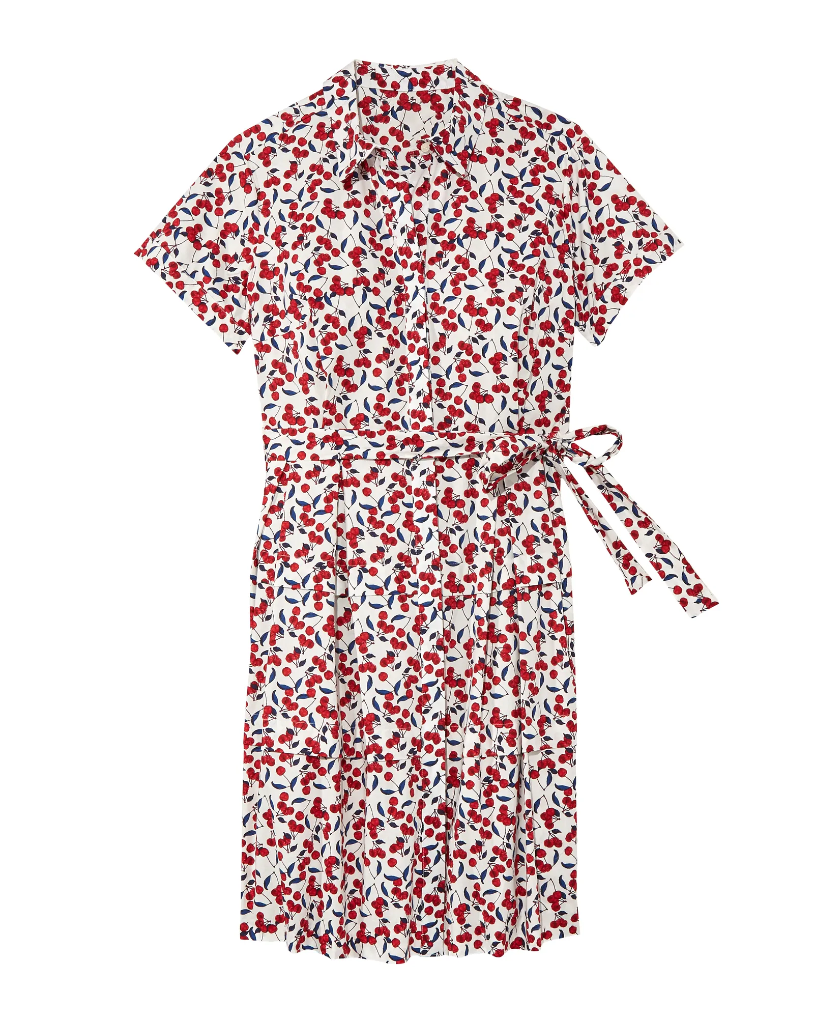 Ivey Shirt Dress | White / Red