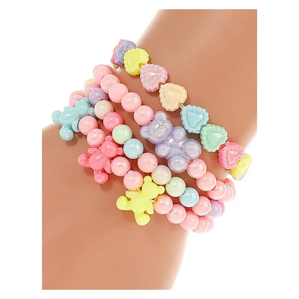 JAB44355 - Teddy Bear Bead Stretch Bracelet Set