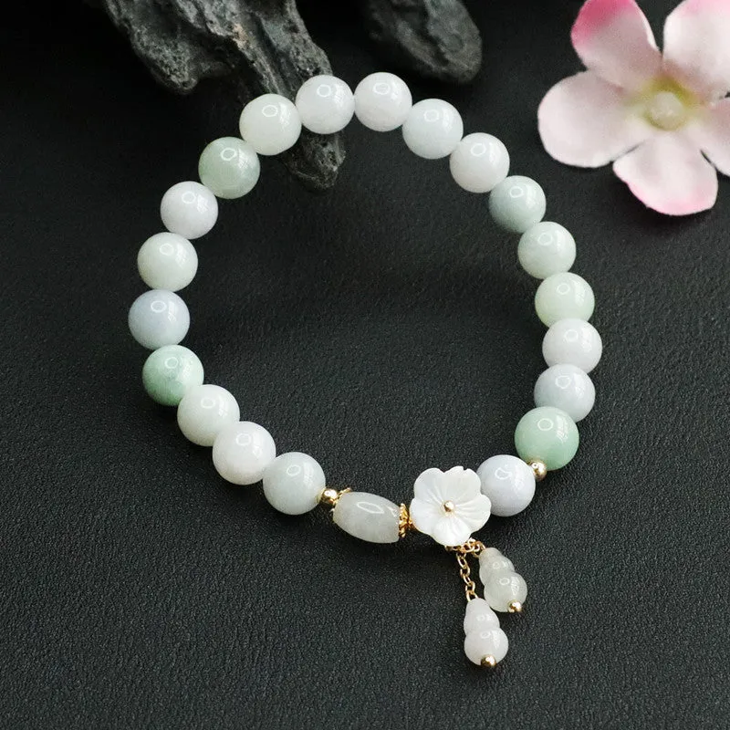 Jade Tassel Bracelet with Sterling Silver Flower Detail