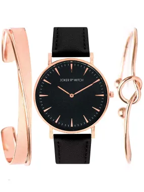 Joker & Witch Miracle Black Analogue Watch Bracelet Set for Women