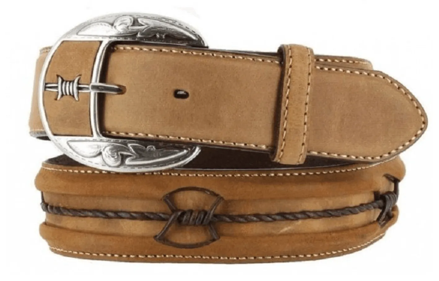 Justin Men's Fenced In Barbed Wire Leather Belt C10817