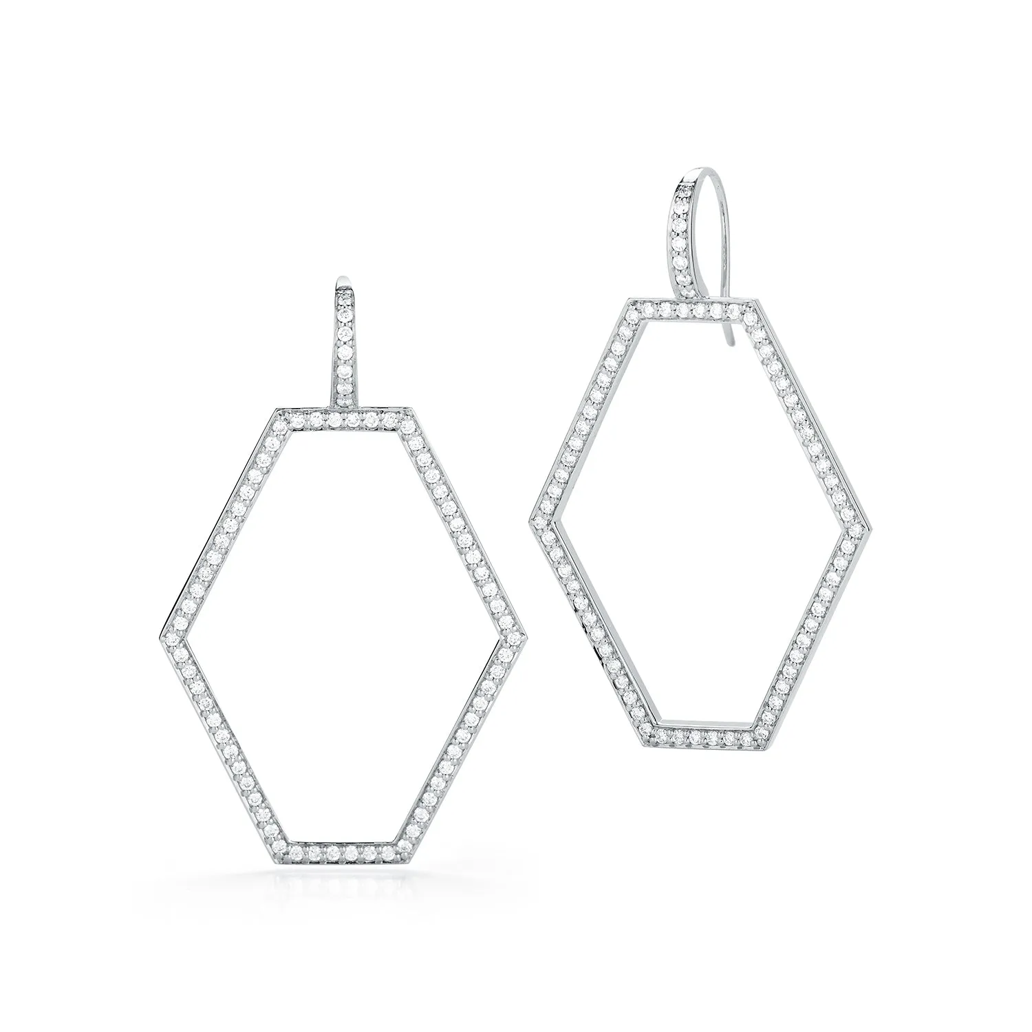 KEYNES 18K MEDIUM OPEN HEXAGON DIAMOND EARRINGS