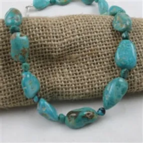 Kingman Teal Turquoise Beaded Necklace Bold