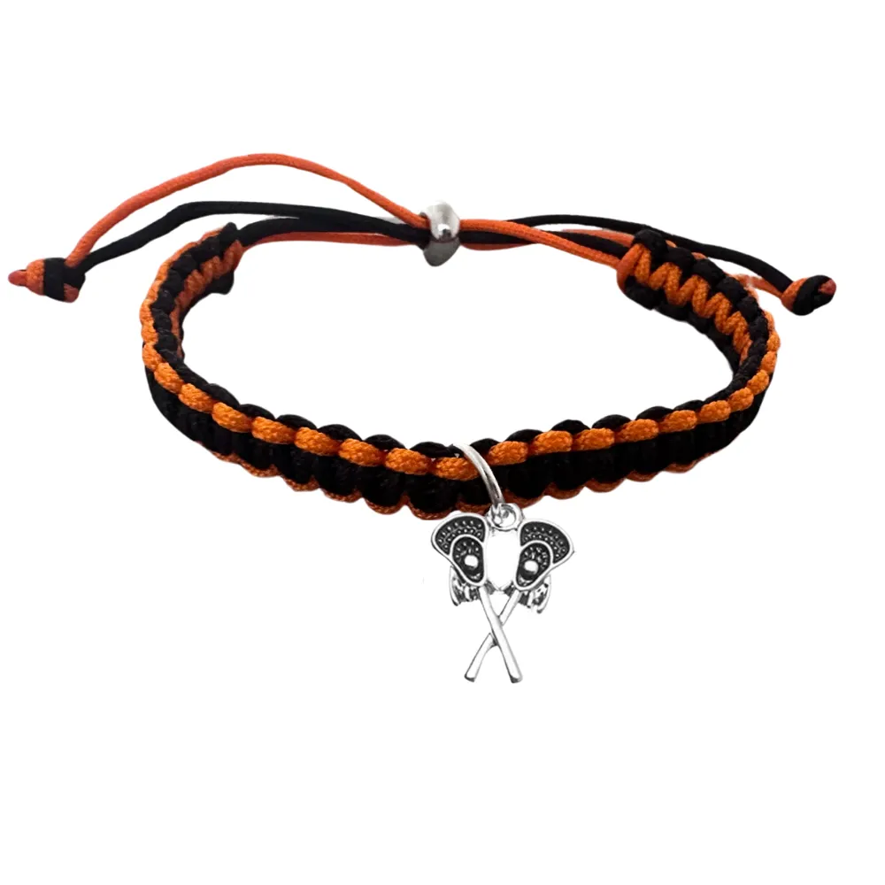 Lacrosse Charm Multi Color Adjustable Rope Bracelet