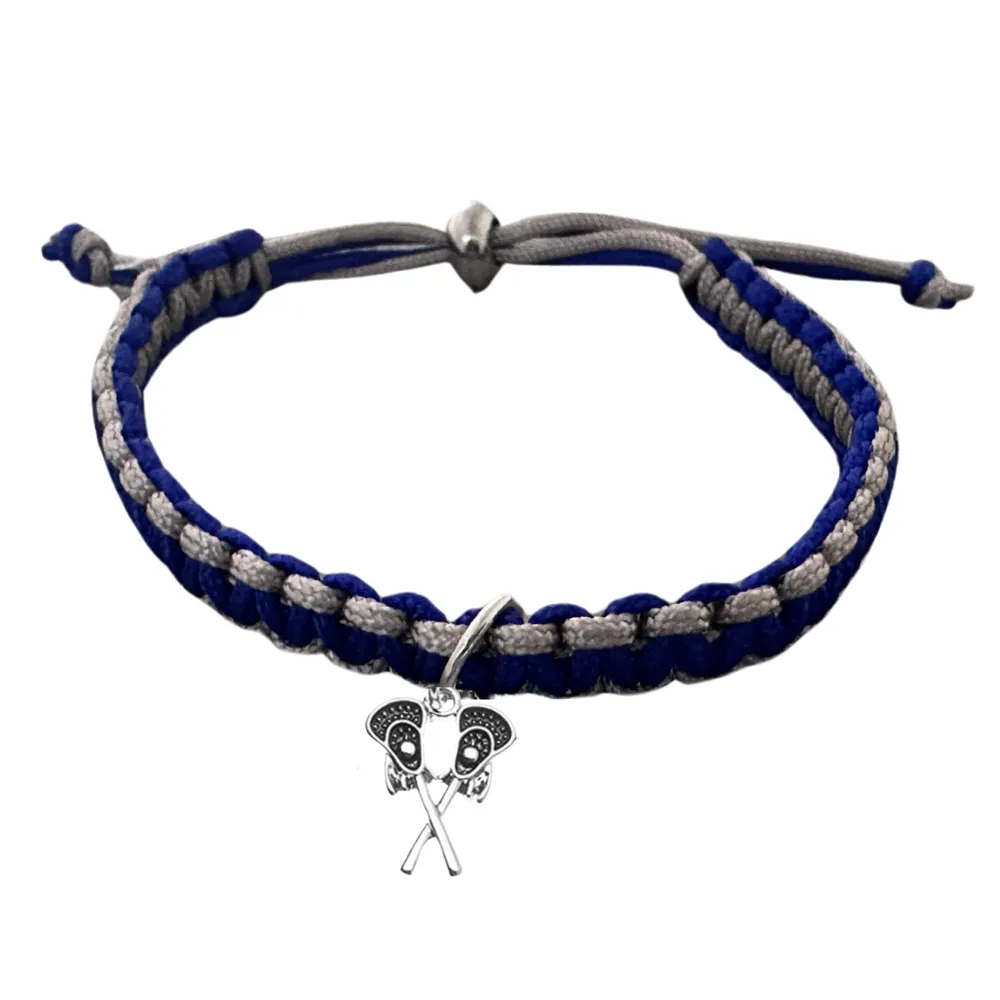 Lacrosse Charm Multi Color Adjustable Rope Bracelet