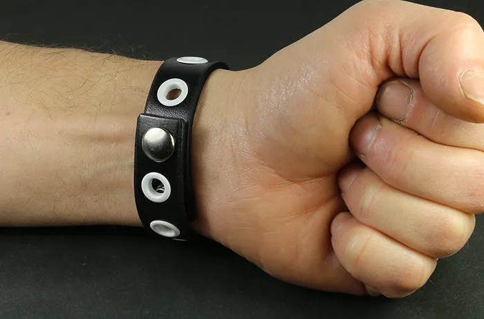 Leather Bracelet with White Eyelets