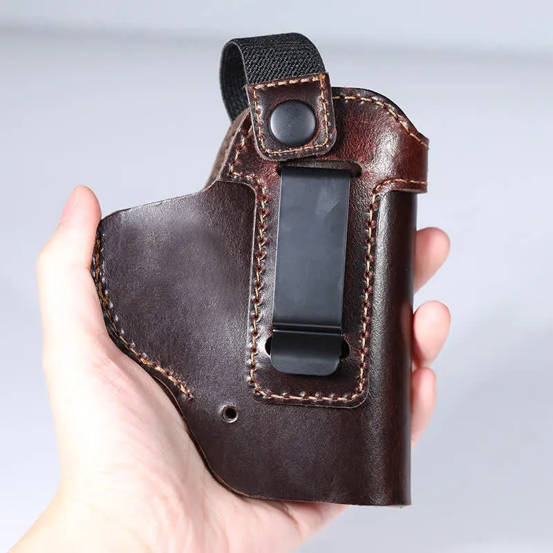 Leather Holster Belt Clip With Retention Strap Belt Bag